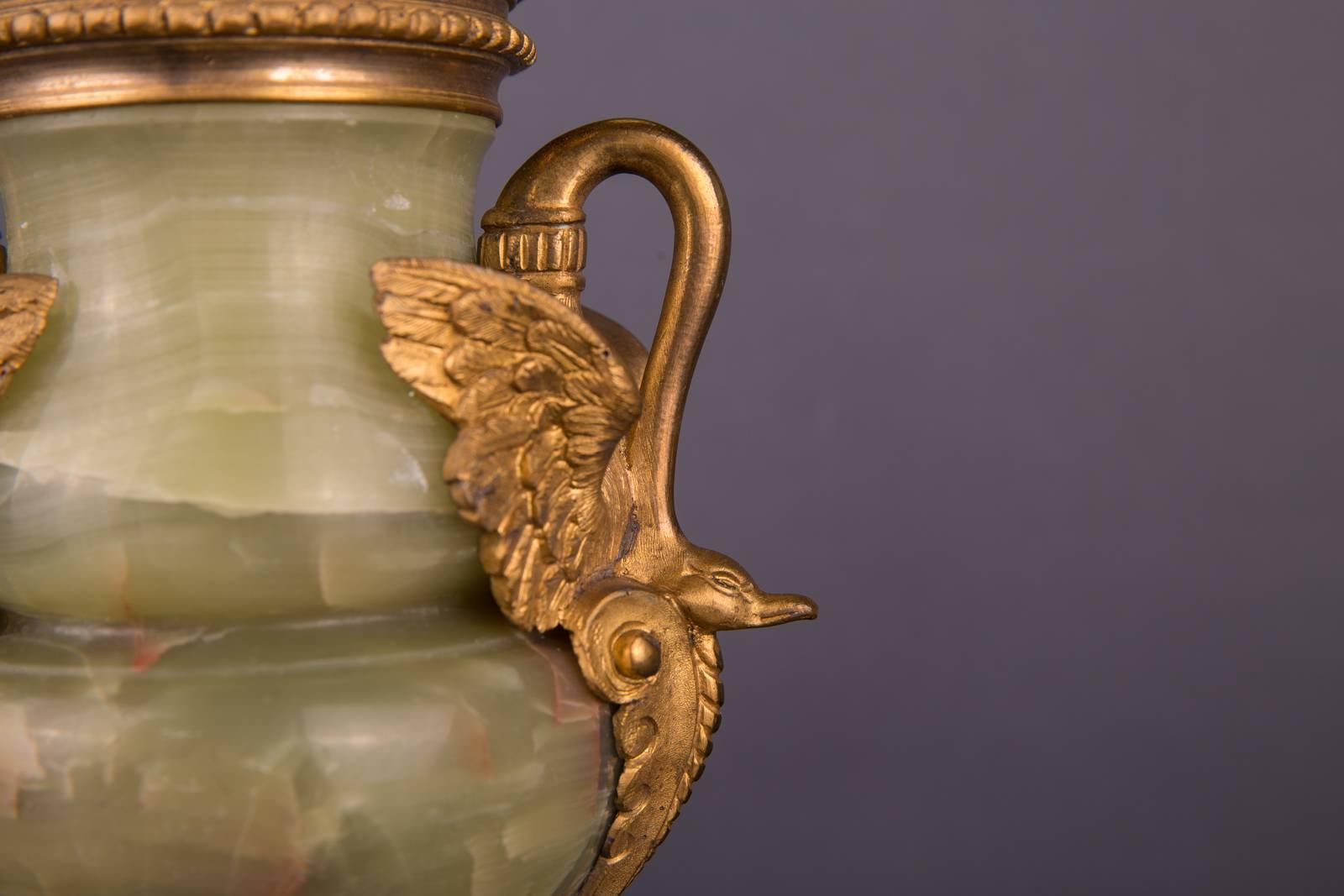 19th Century Empire Fire-Gilt Bronze Antique Onyx Vase 2