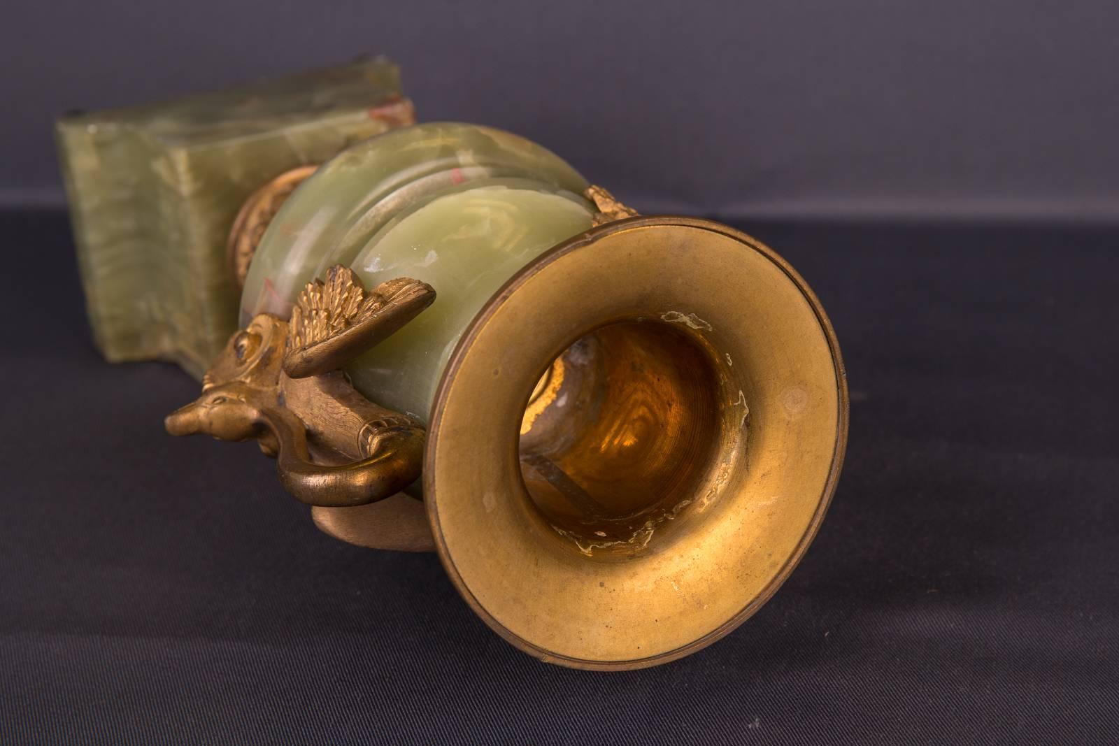 19th Century Empire Fire-Gilt Bronze Antique Onyx Vase 4