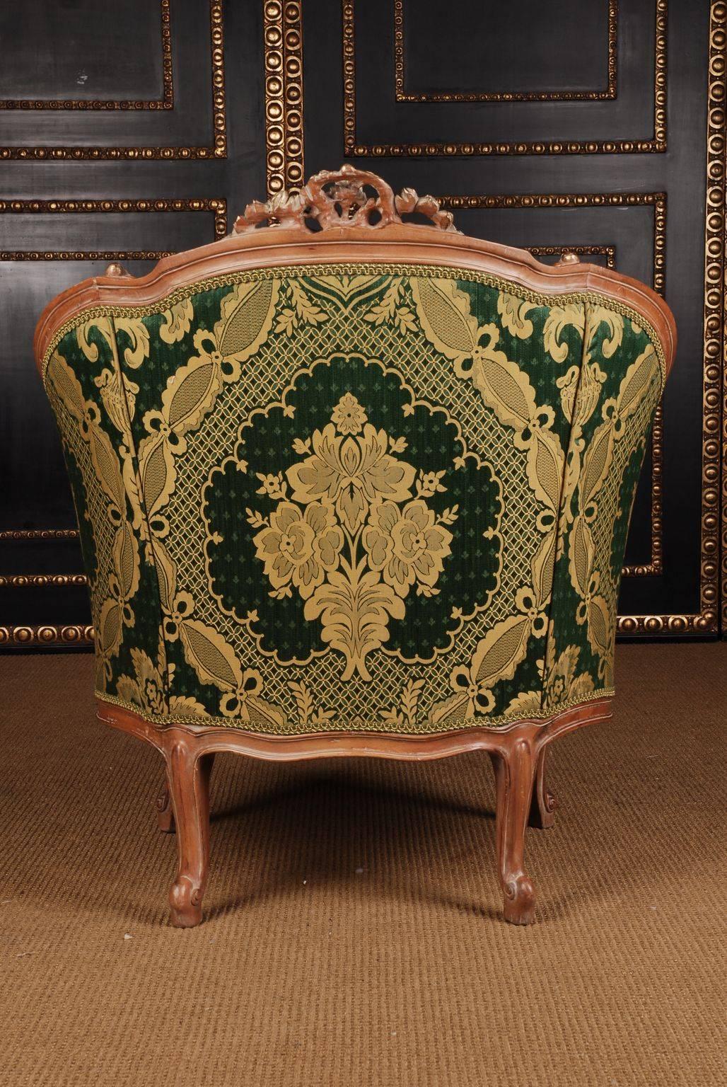 Louis XV 20th Century Louis Quinze Style French Curly-Leg Bergère