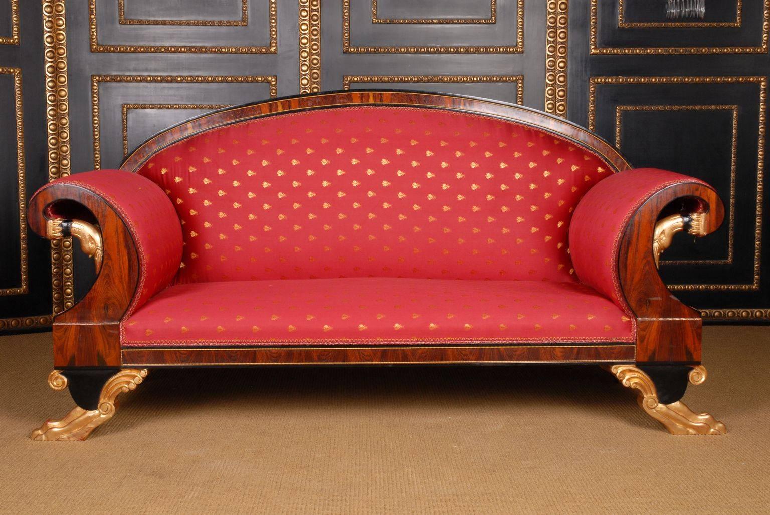 Empire Schwanen canapé in the style of Classicism (1810).
 solid beechwood. Partially ebonized and gilded.

(B-Sam-25).
