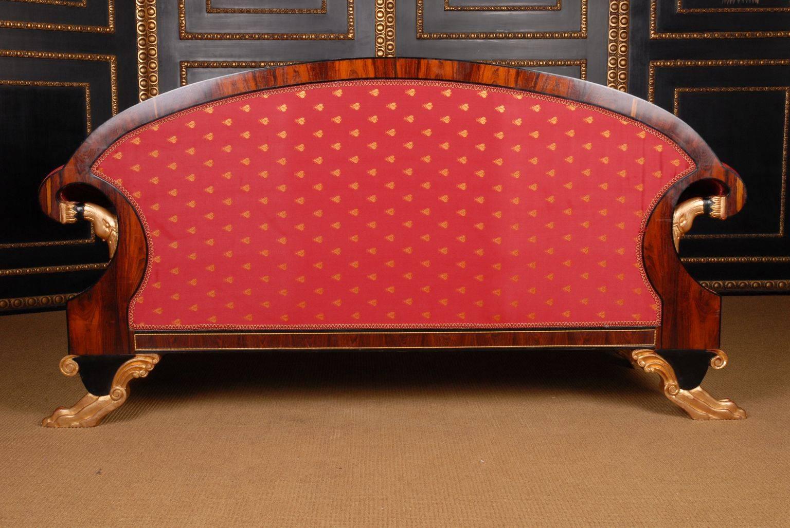 Wood 20th Century Empire Style Palisander Swan Sofa
