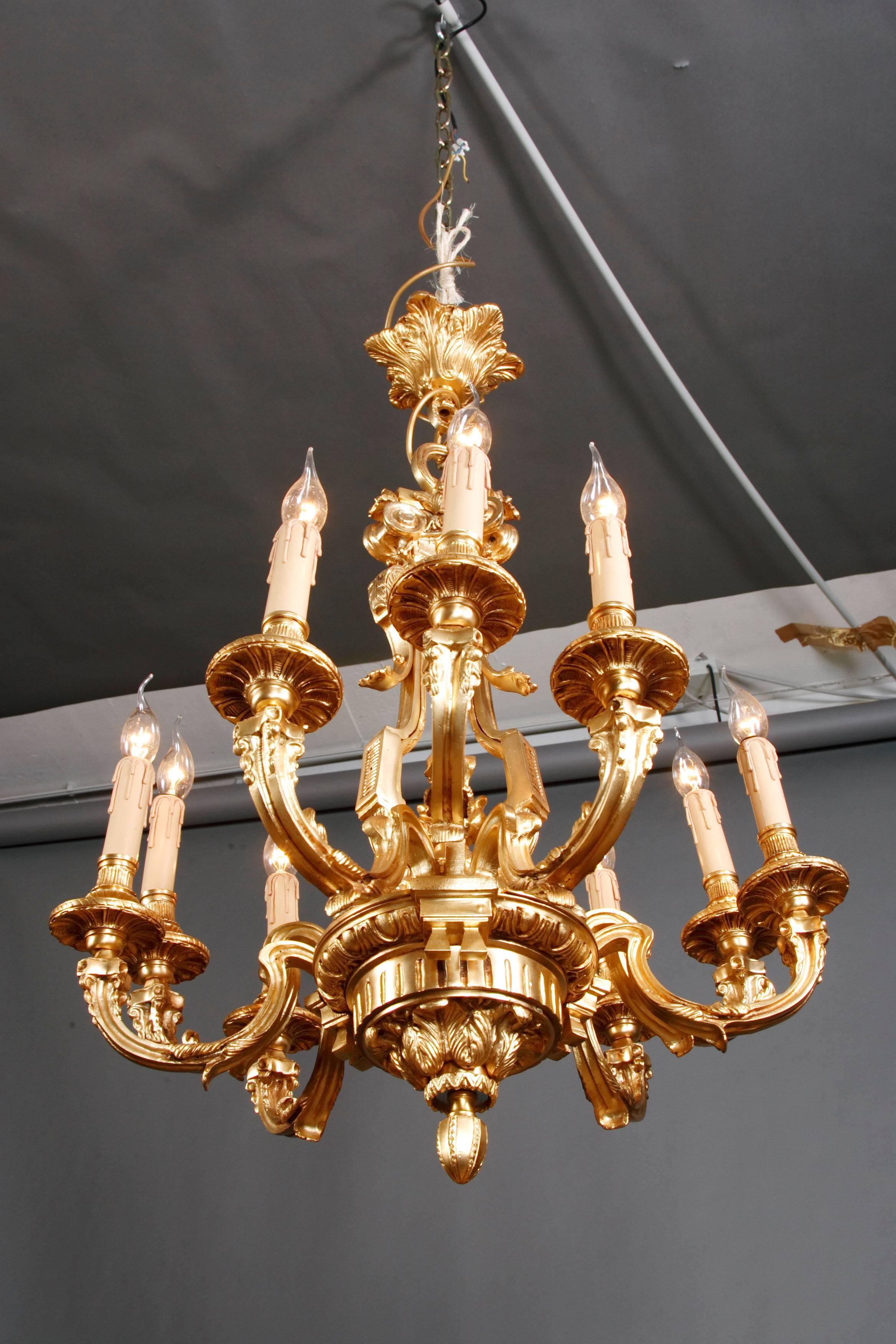 Engraved 20th Century Louis XIV Style Chandelier