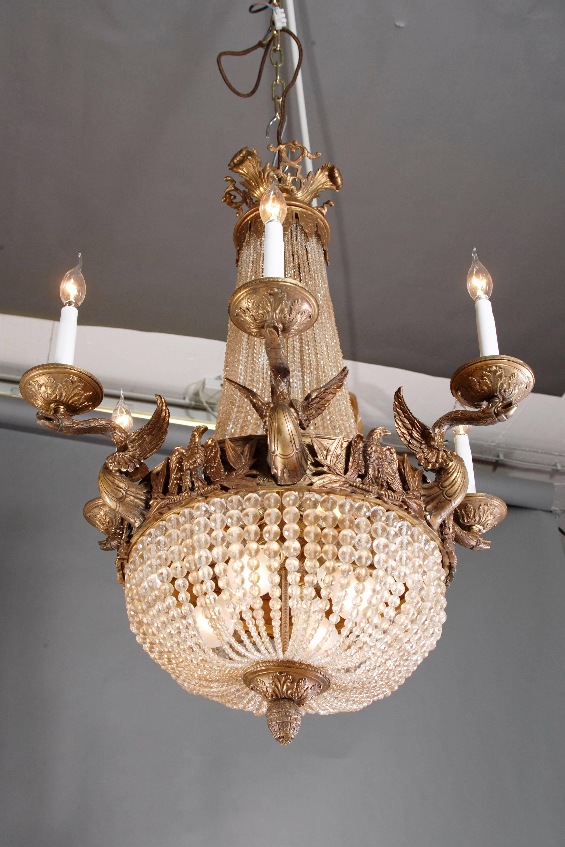 Patinated 20th Century Empire Style Splendid Chandelier or Candelabra