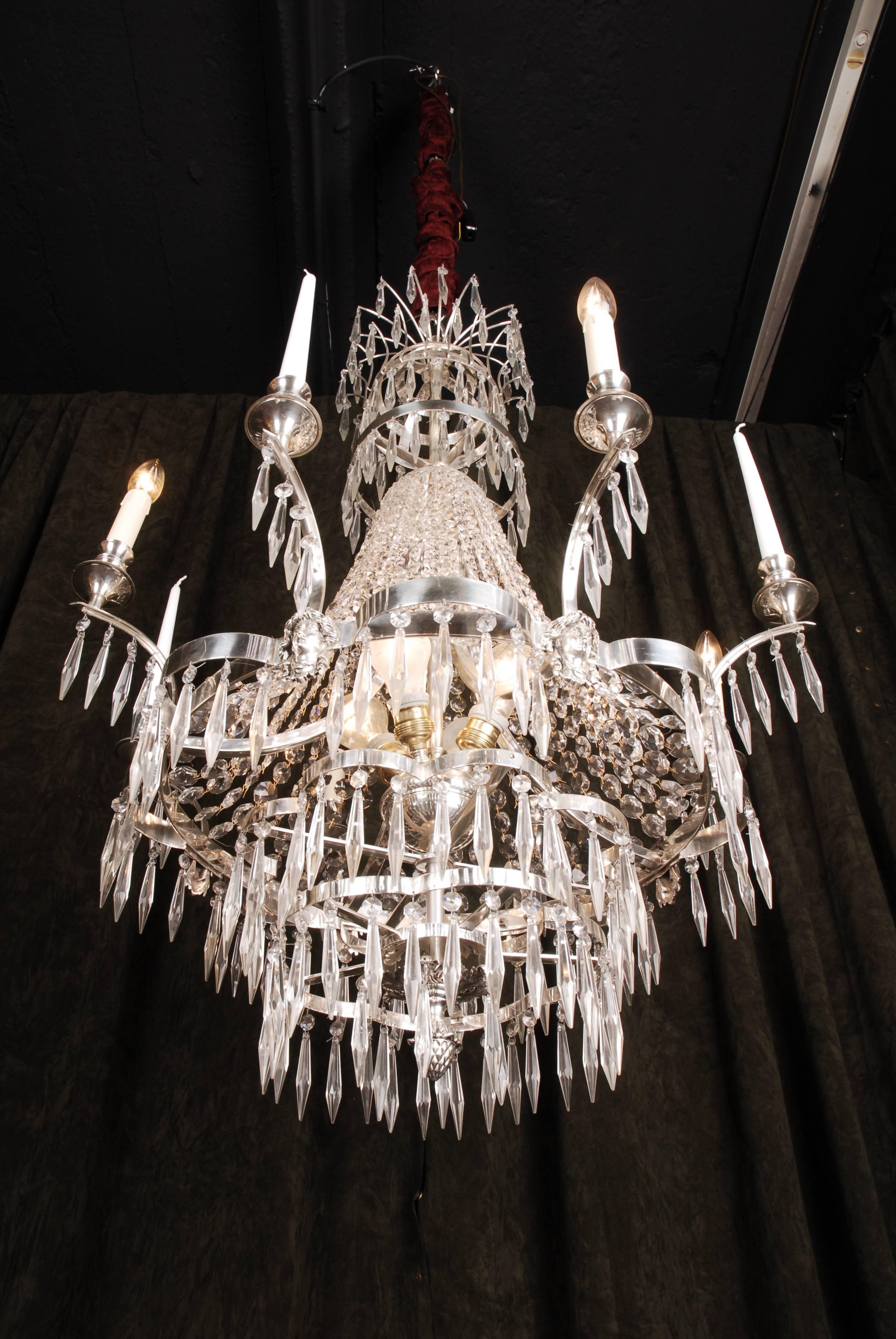 20th Century Classicist Style Swedish Ceiling Chandelier In Good Condition For Sale In Berlin, DE