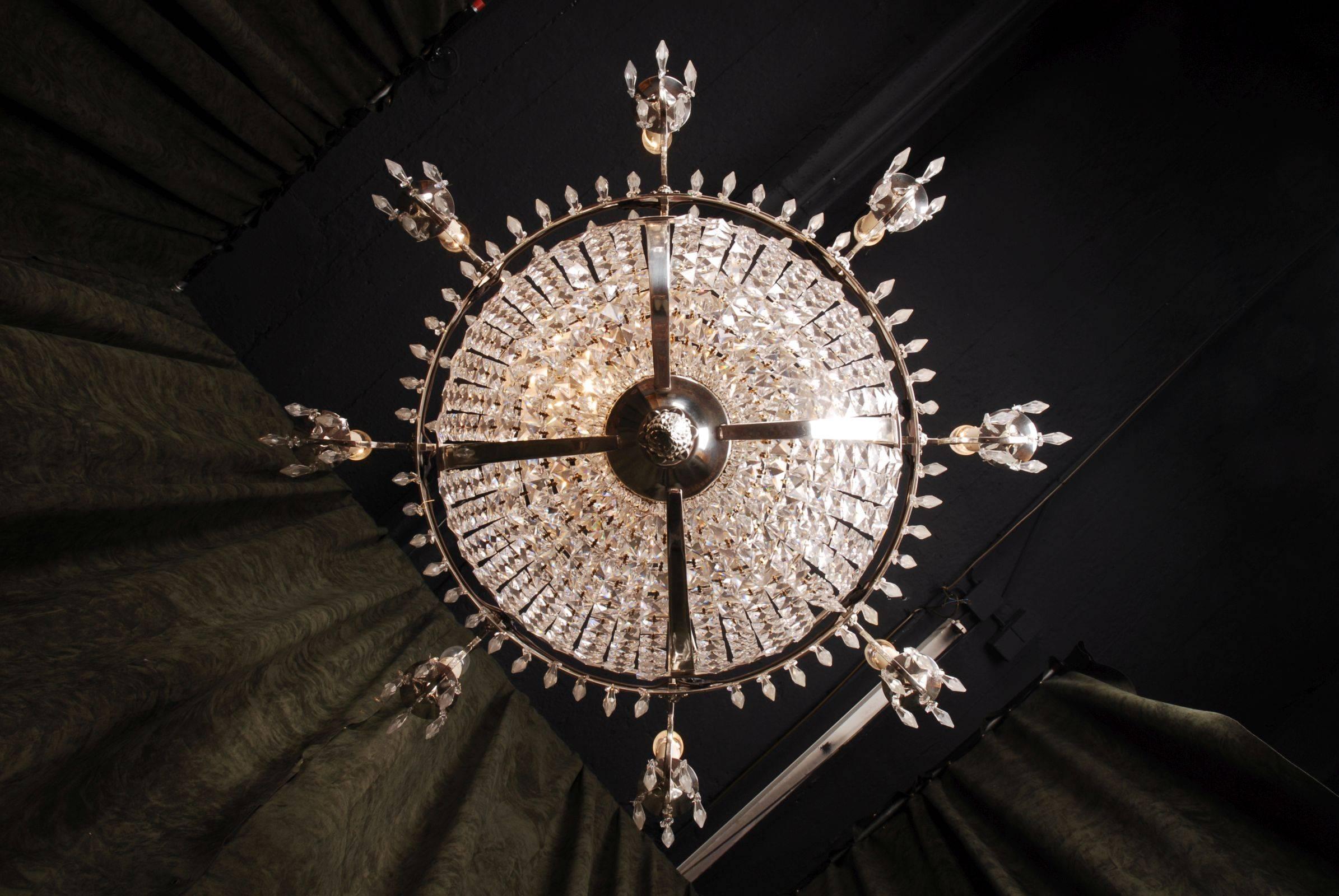 Silvered 20th Century Classicist Style Swedish Empire Ceiling Candelabra Chandelier For Sale