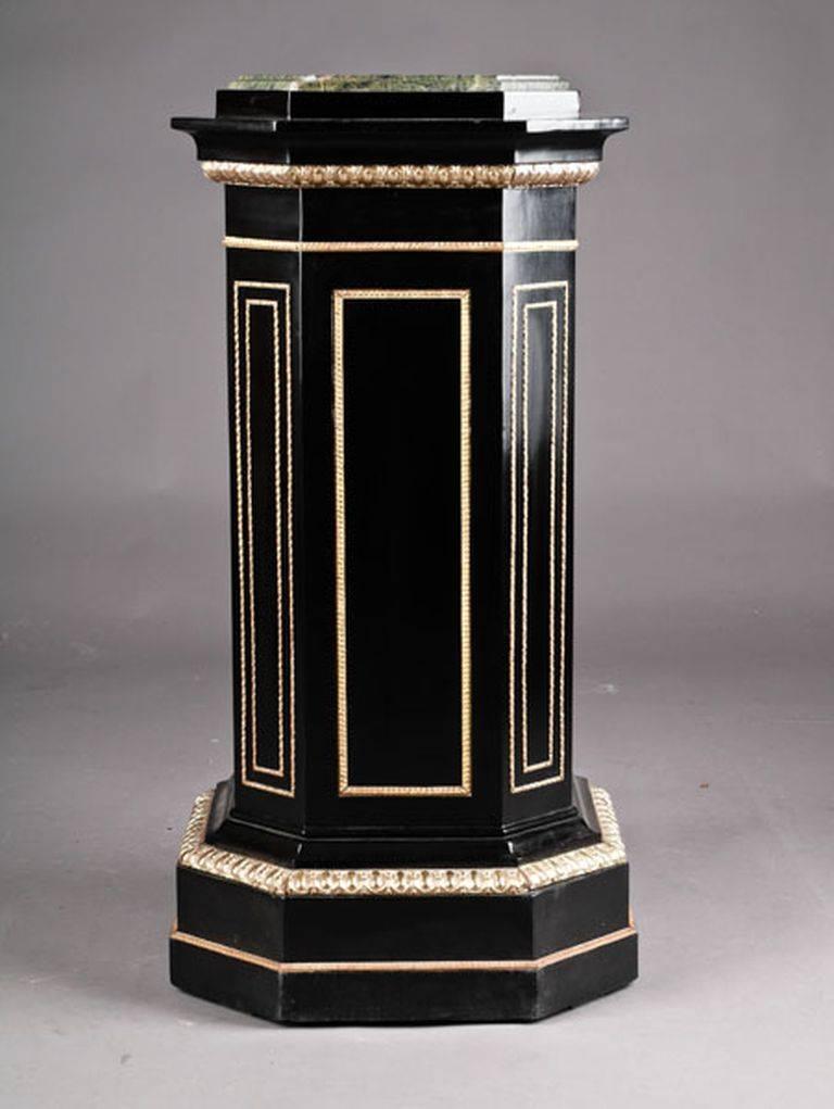Neoclassical 20th Century Classicist Style Column cabinet, black For Sale