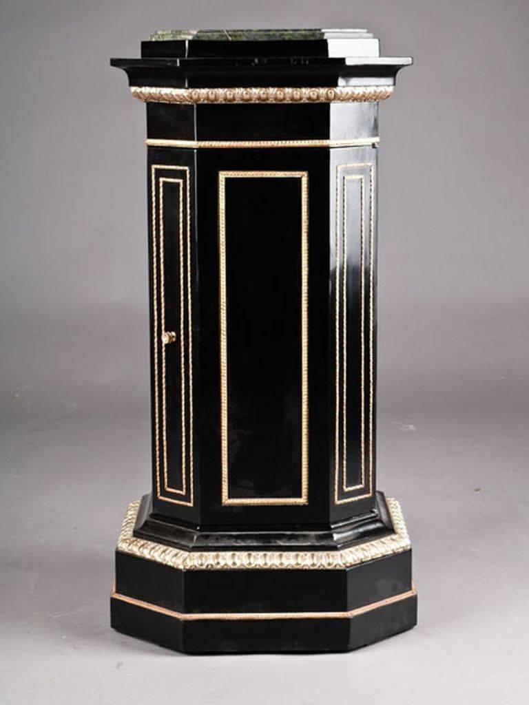 Ebonized 20th Century Classicist Style Column cabinet, black For Sale