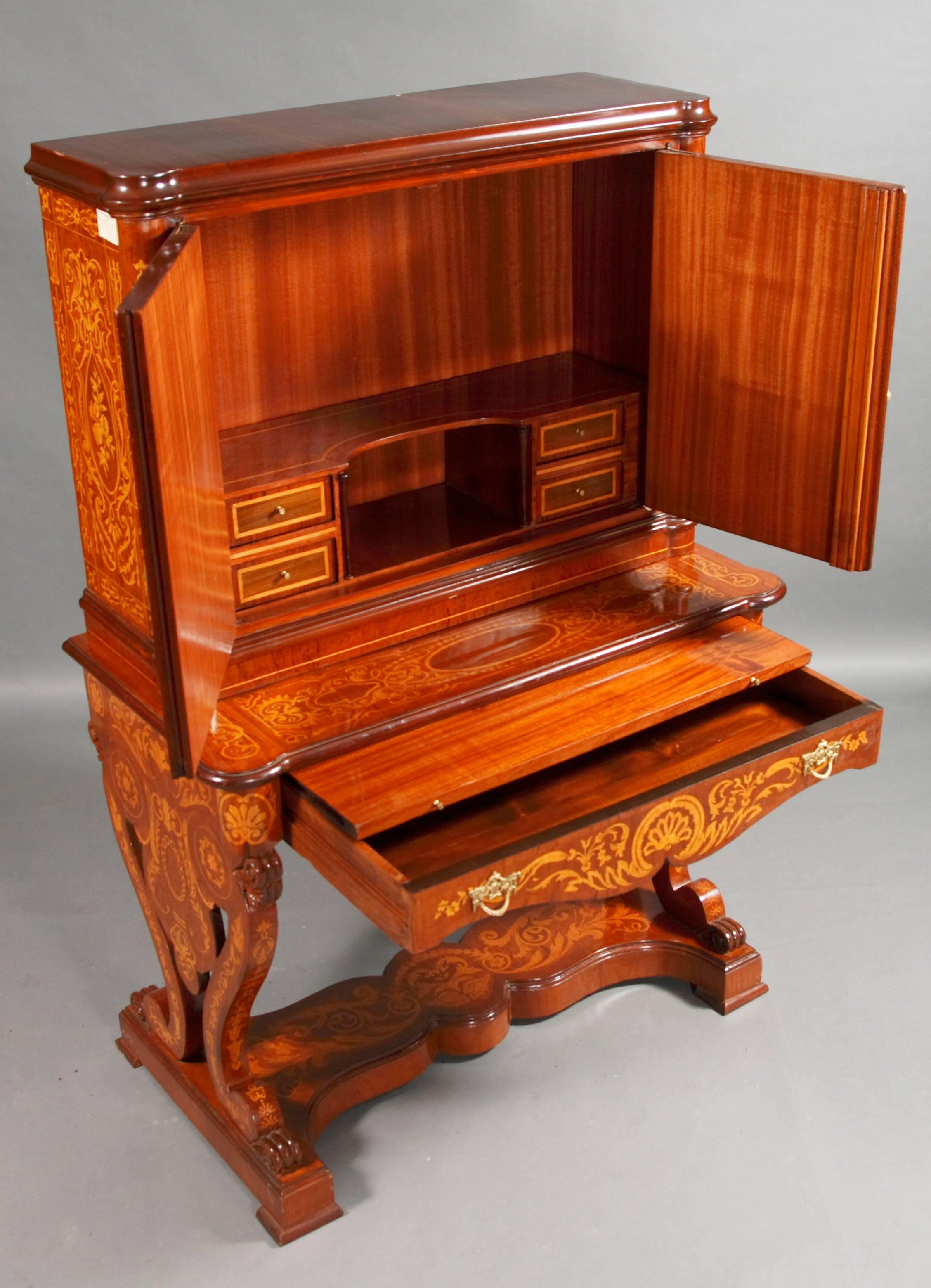 Wood 20th Century Writing Cabinet after the Italian Master Gio. B. Gatti