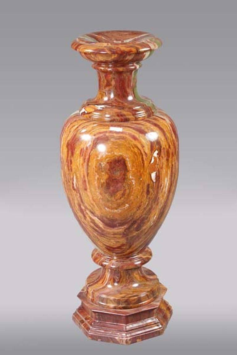 20th Century Classicist Style in Red-Onyx Marble Crater Vase 2