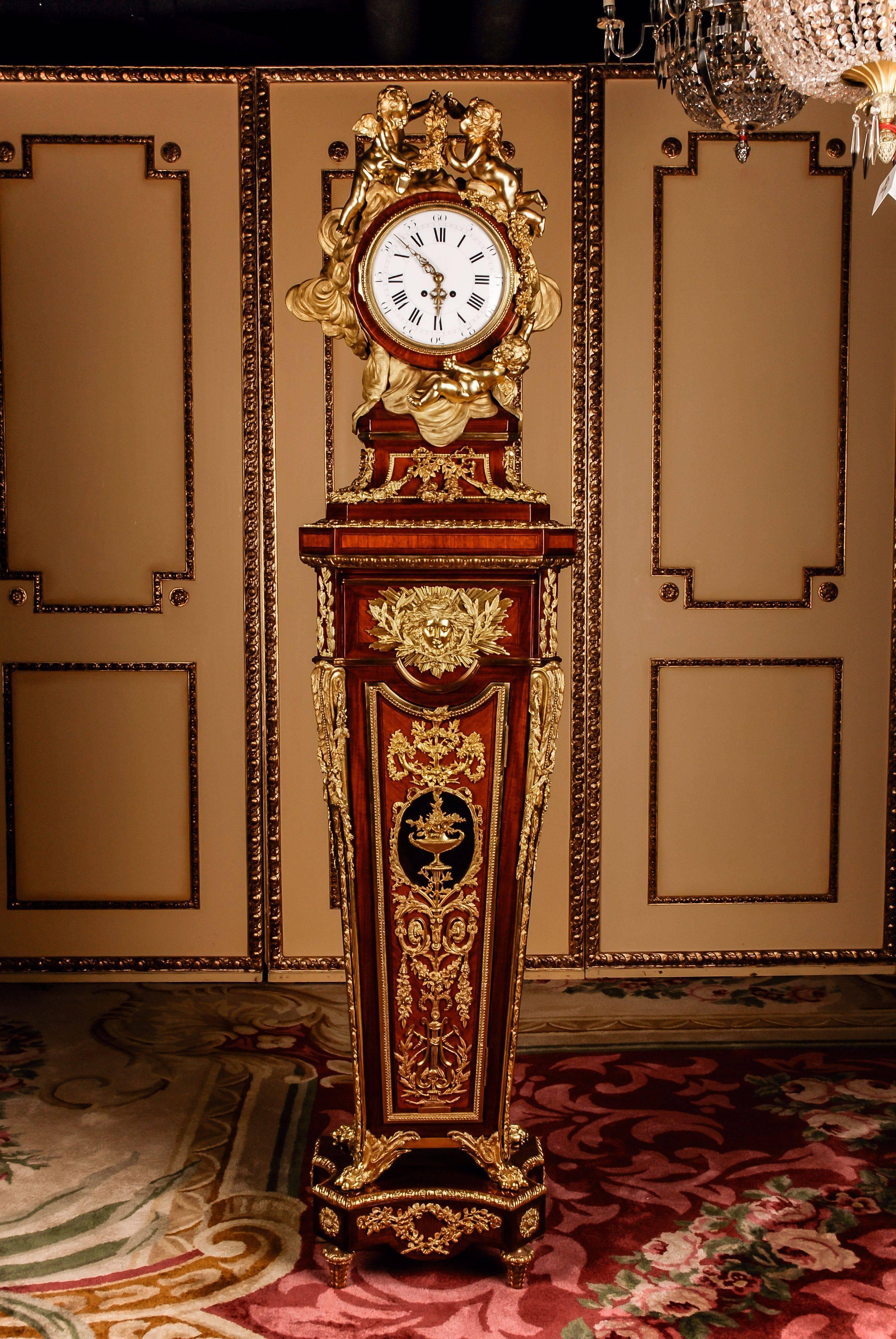 20th Century Louis XVI Style Museum Pedestal Clock after Jean-Henri Riesener For Sale 1
