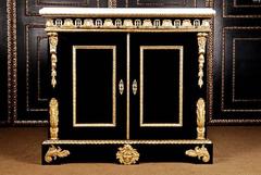 20th Century Louis XIV Black Piano Veneer Cabinet