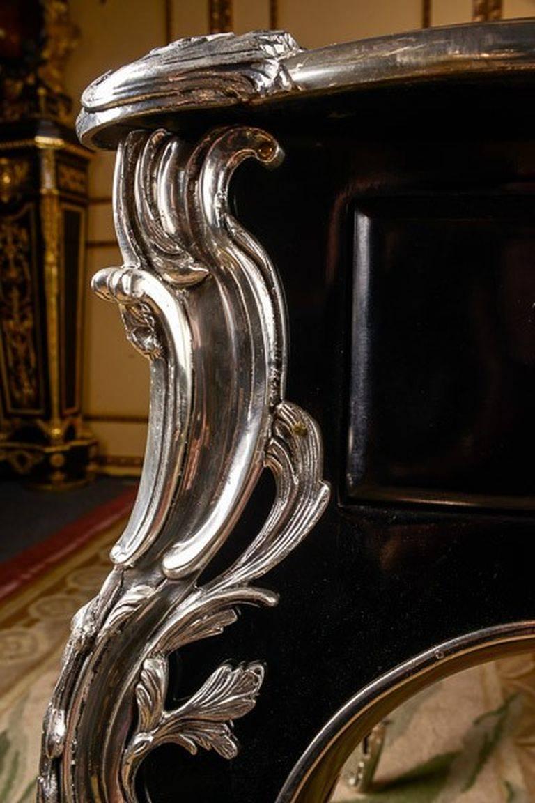 Wood 20th Century Louis XV Style Piano-Black Bureau Plat