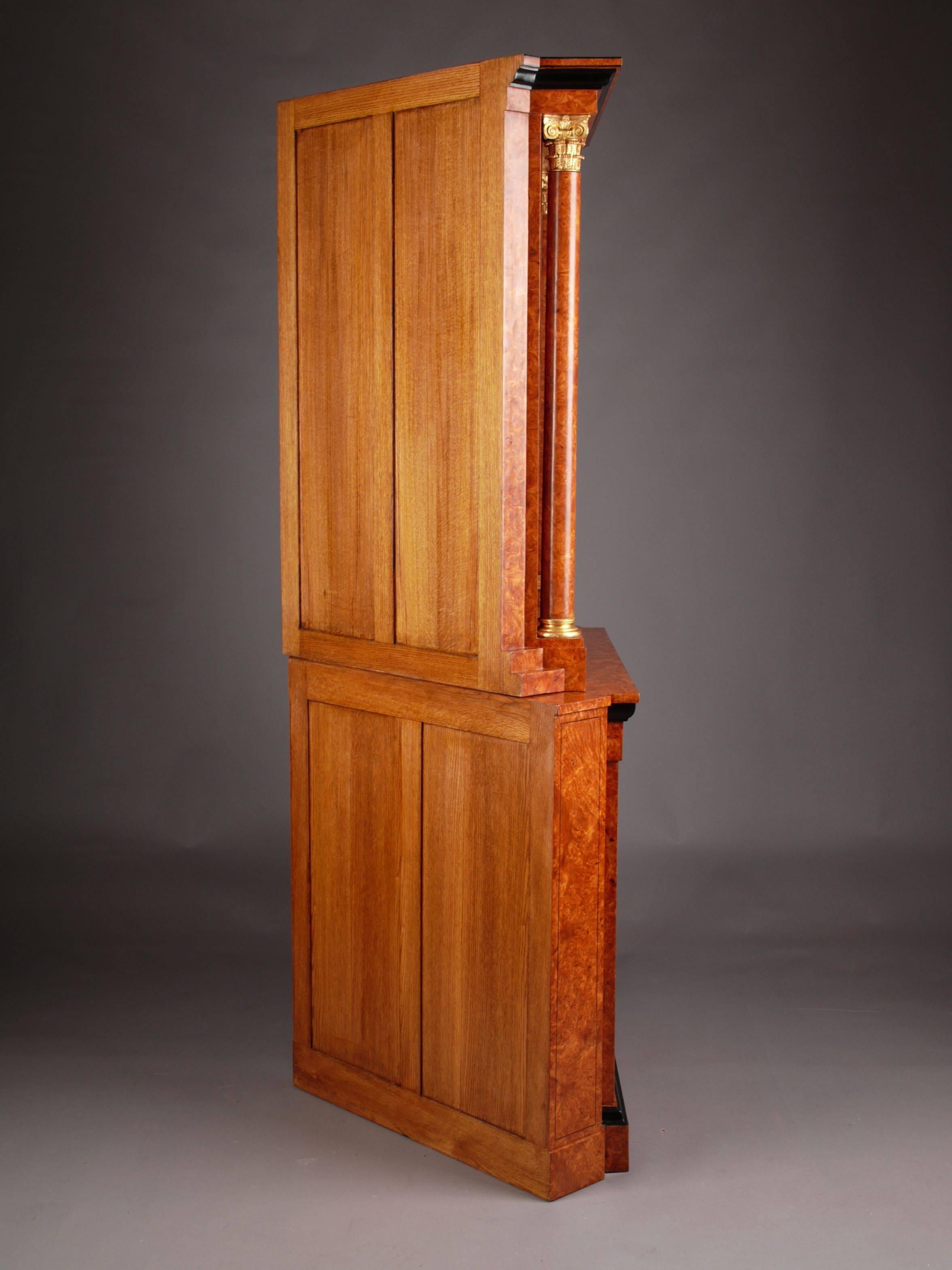 Veneer 20th Century Biedermeier Style Corner Cupboard Vitrine For Sale