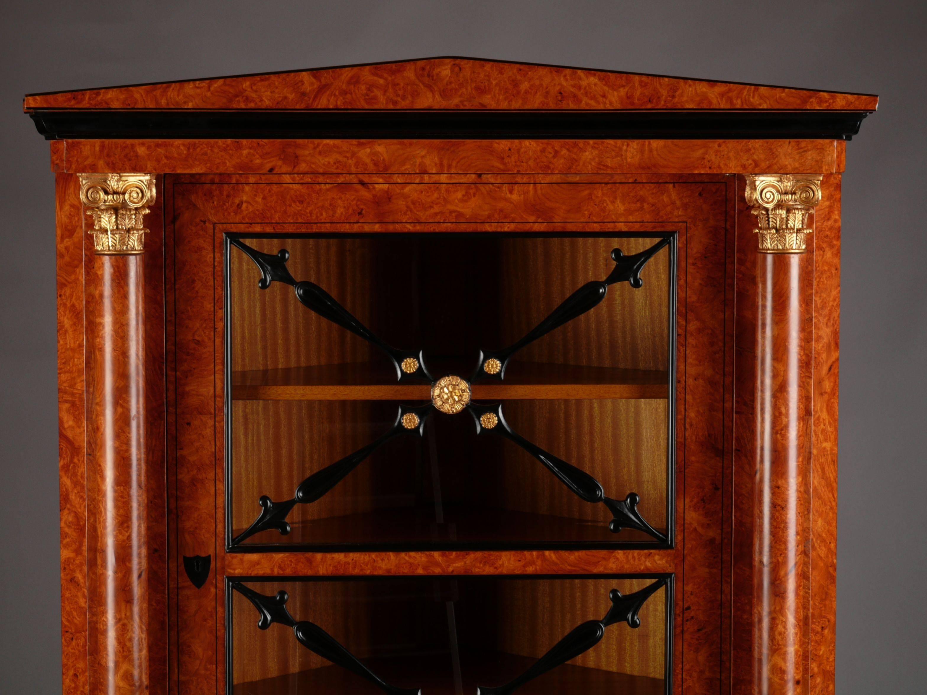 Birdseye Maple 20th Century Biedermeier Style Corner Cupboard Vitrine For Sale