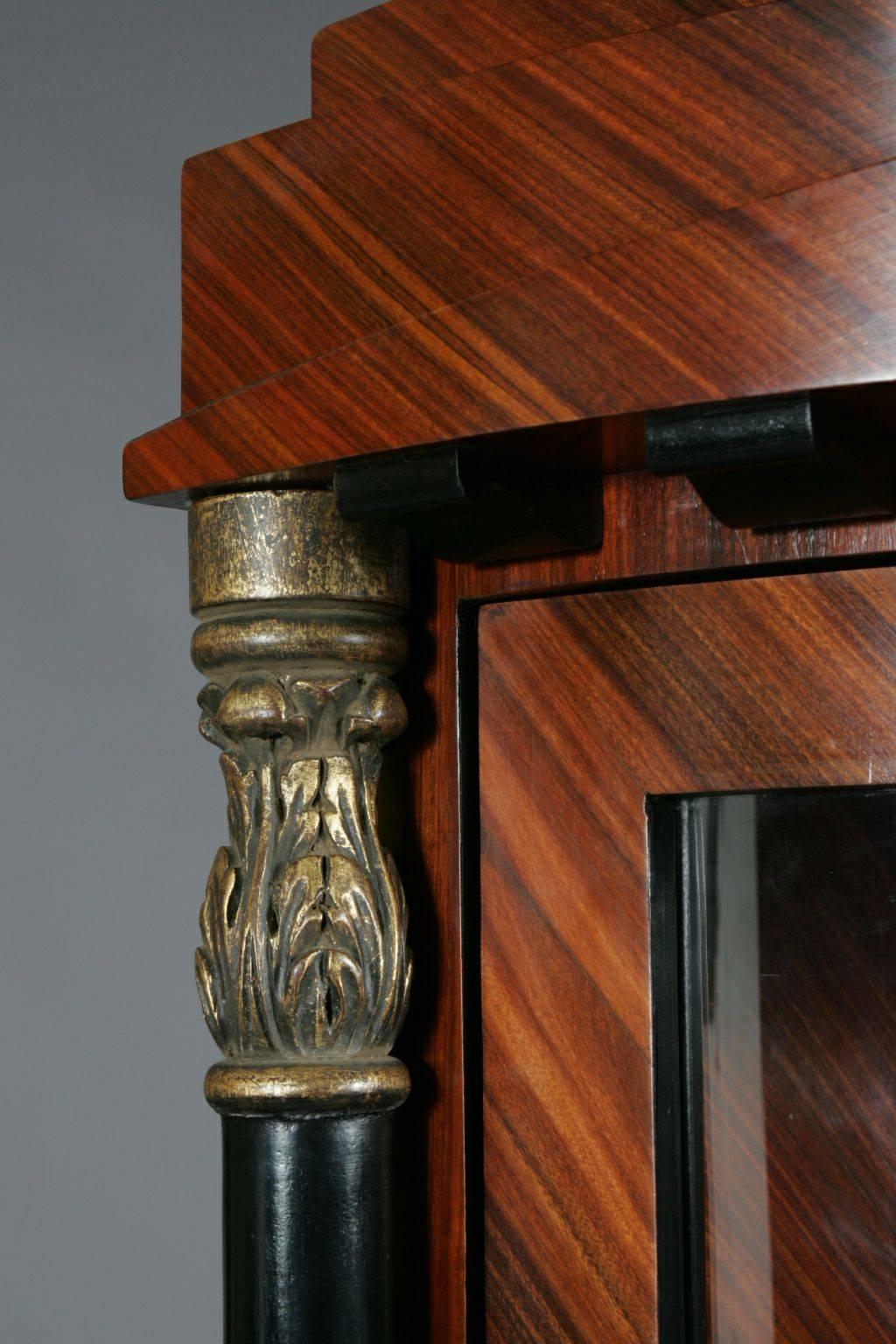 Wood 20th Century Biedermeier Style Tulip Veneer Corner Vitrine