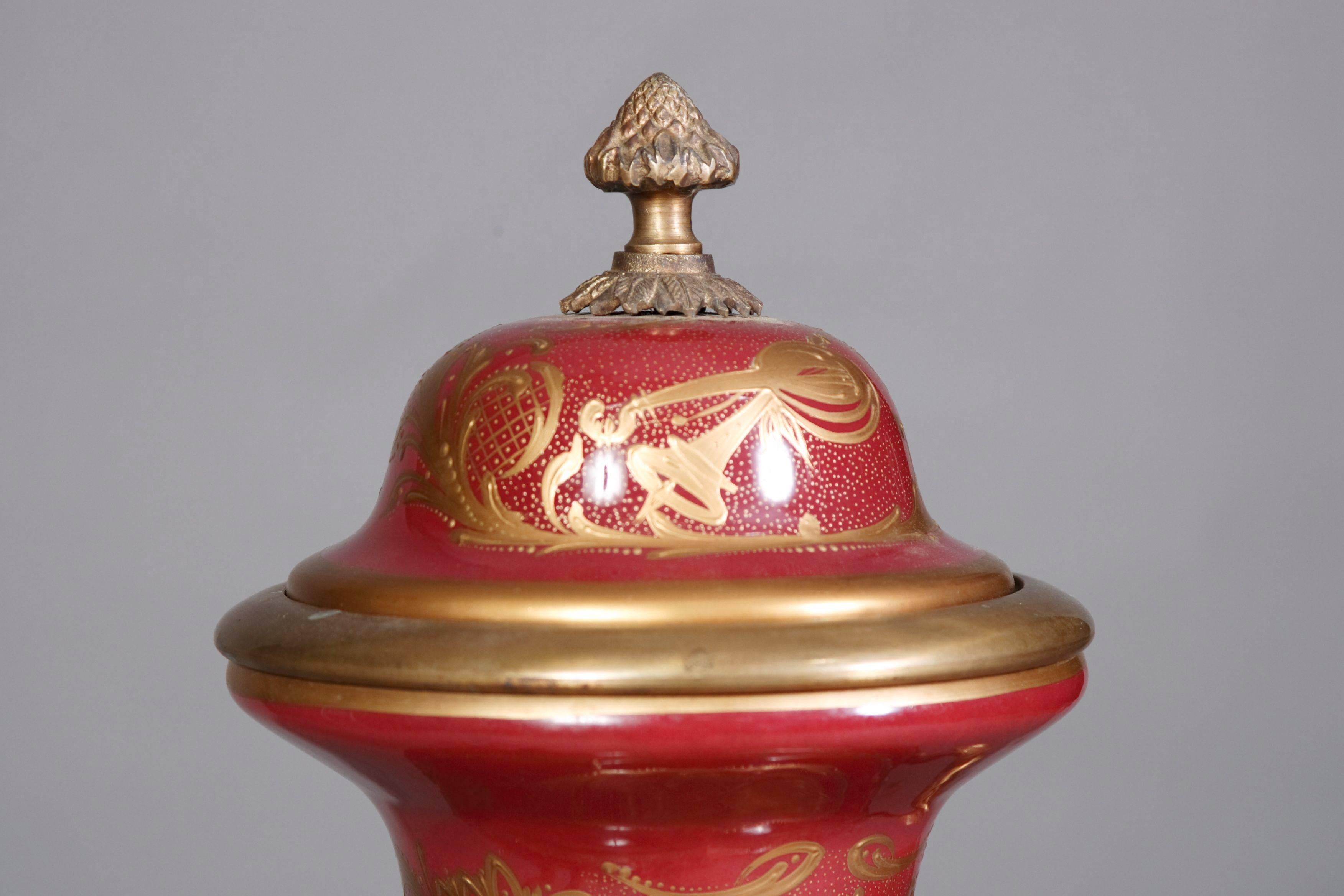 Bronze 20th Century Louis XIV Sèvre Pompe Lidded Vase For Sale