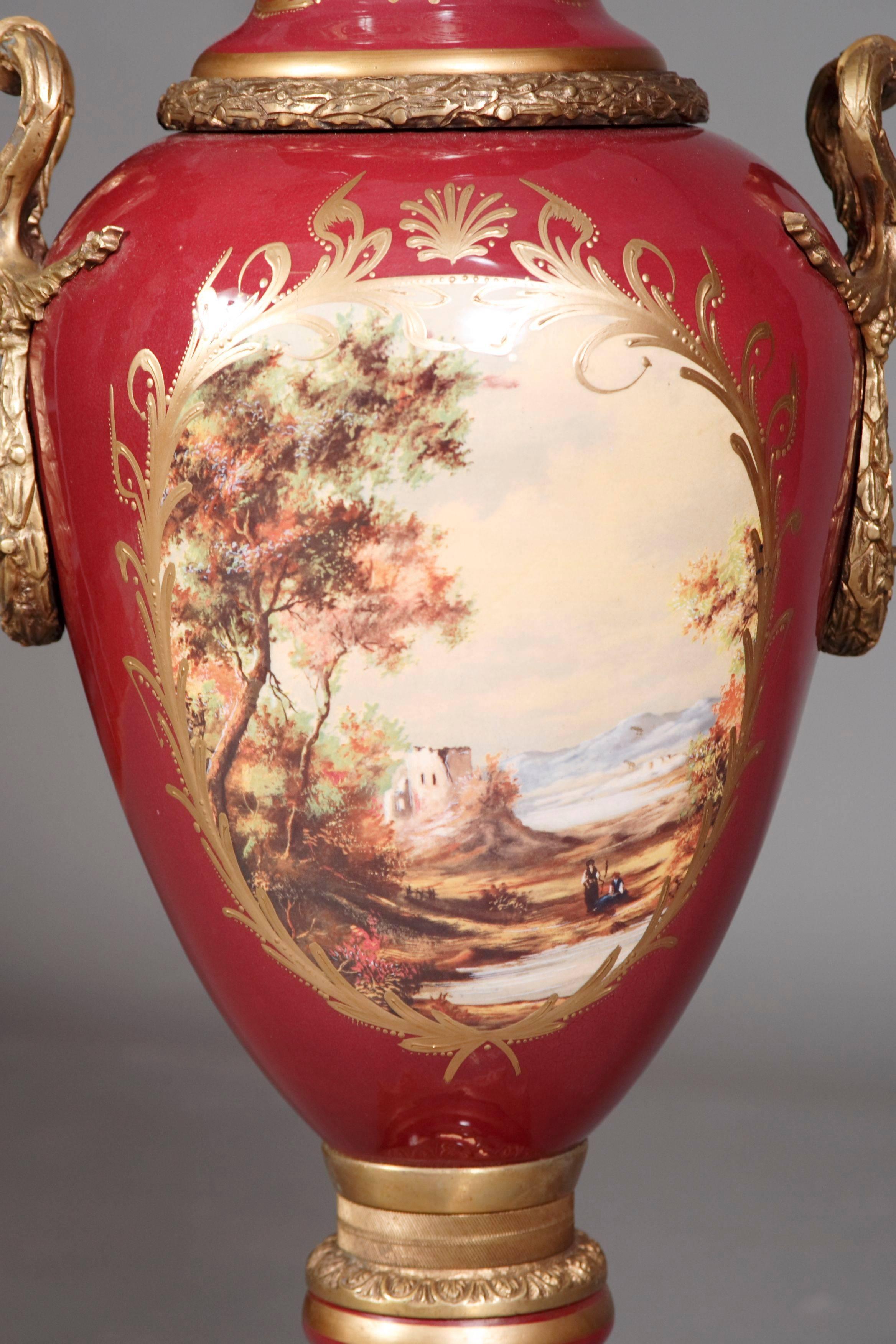 20th Century Louis XIV Sèvre Pompe Lidded Vase For Sale 2