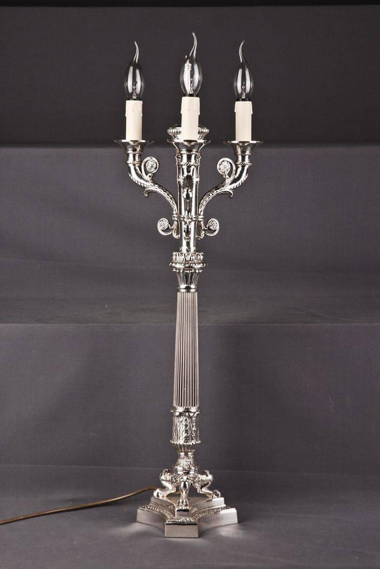 20th Century Empire Style French Cast-Bronze Candelabra Table Lamp 7