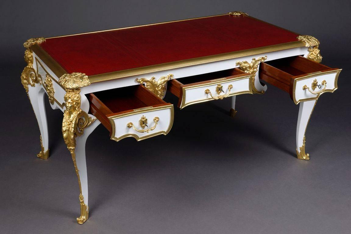 Oak 20th Century Bureau Plat or Writting Table by the Model of Andre Charles Boulle For Sale