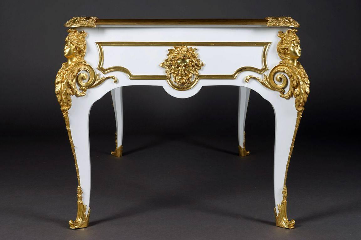 Louis XV 20th Century Bureau Plat or Writting Table by the Model of Andre Charles Boulle For Sale