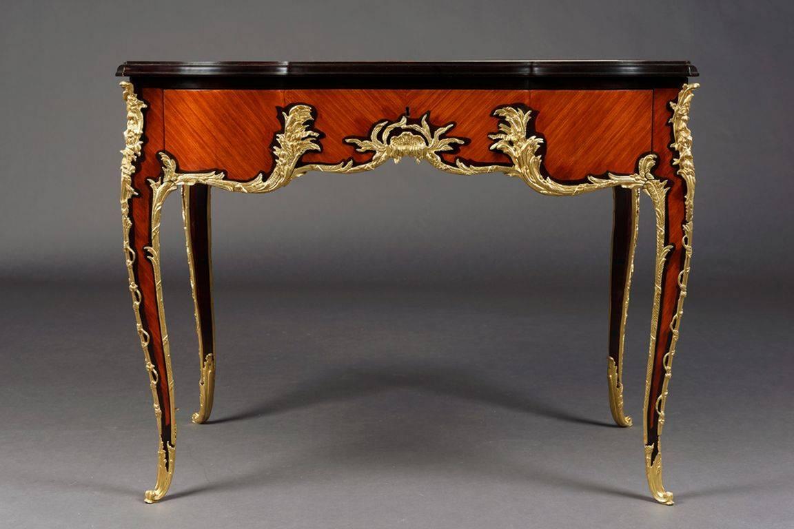 Bronze 20th Century Louis XV Style French Bureau Plat or Desk After Francois Linke For Sale