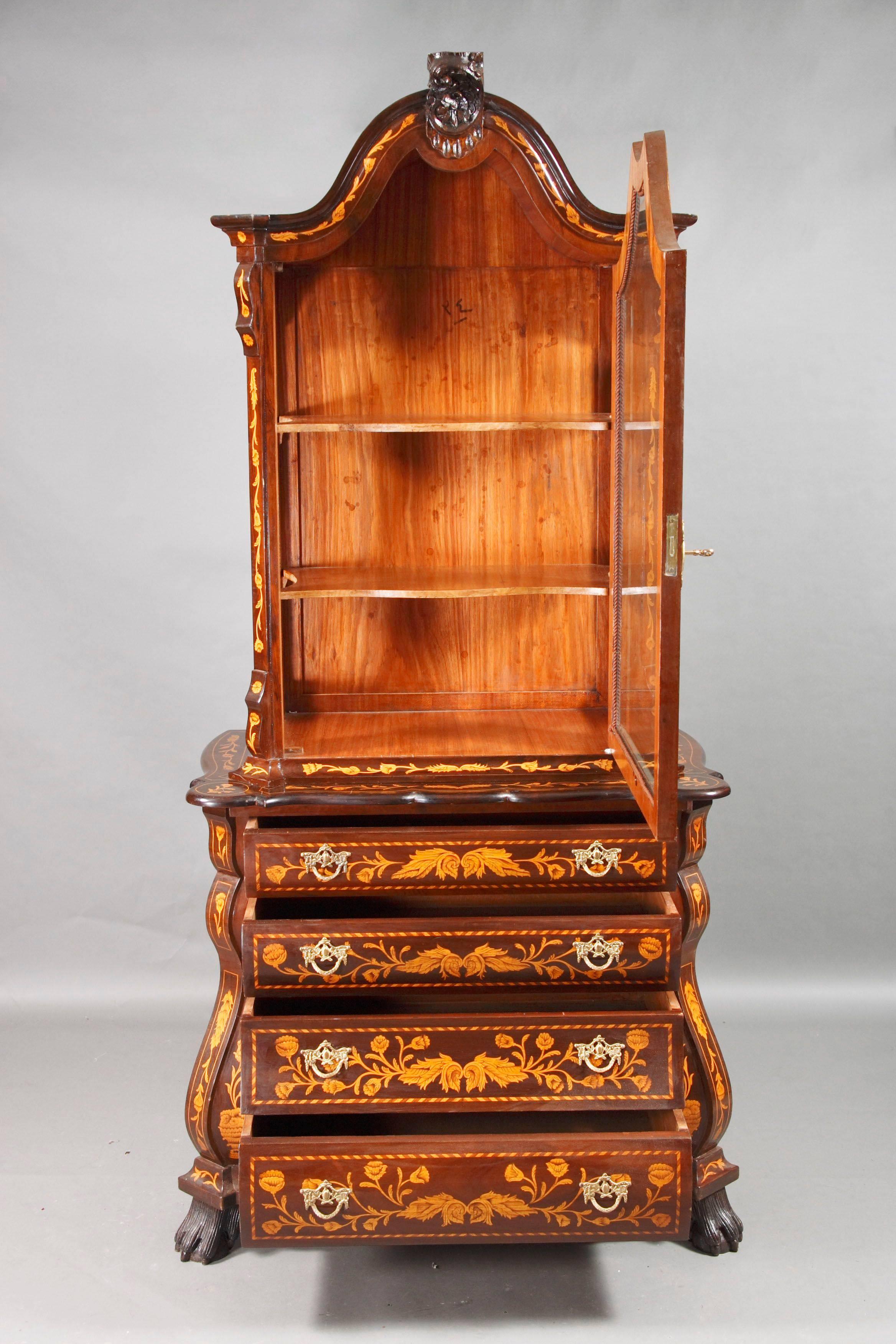 Wood 20th Century Baroque Style Dutch Display Cabinet