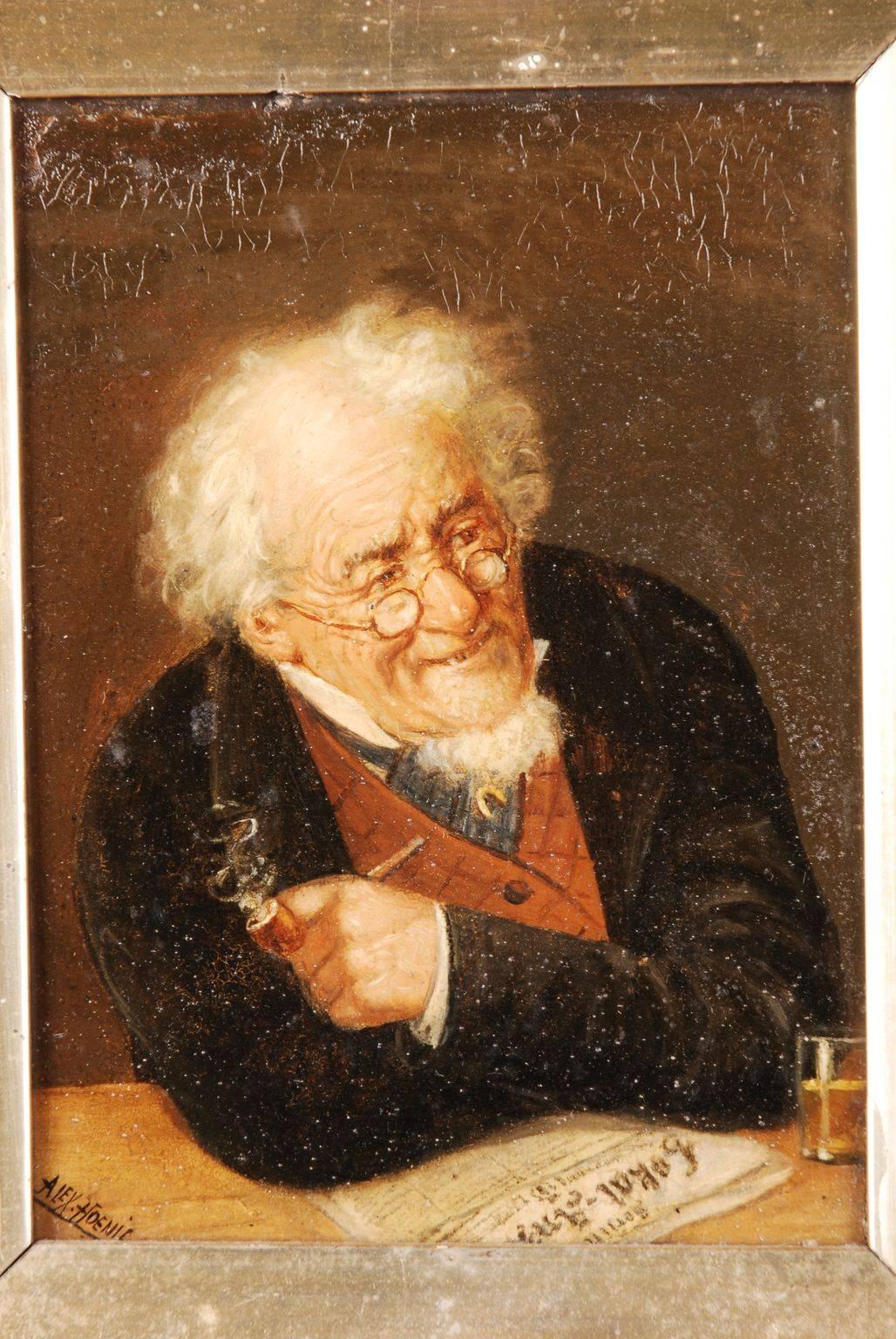 Motif man reading a local ad. Oil on mahogany plate. Stylized gold frame.

Measures in cm:
with frame
Height: 40 cm
Width: 34 cm

without frame
Height: 20.5 cm
Width: 15.5 cm

(S-94).