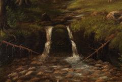 19th Century Biedermeier Oil Painting Forest Landscape