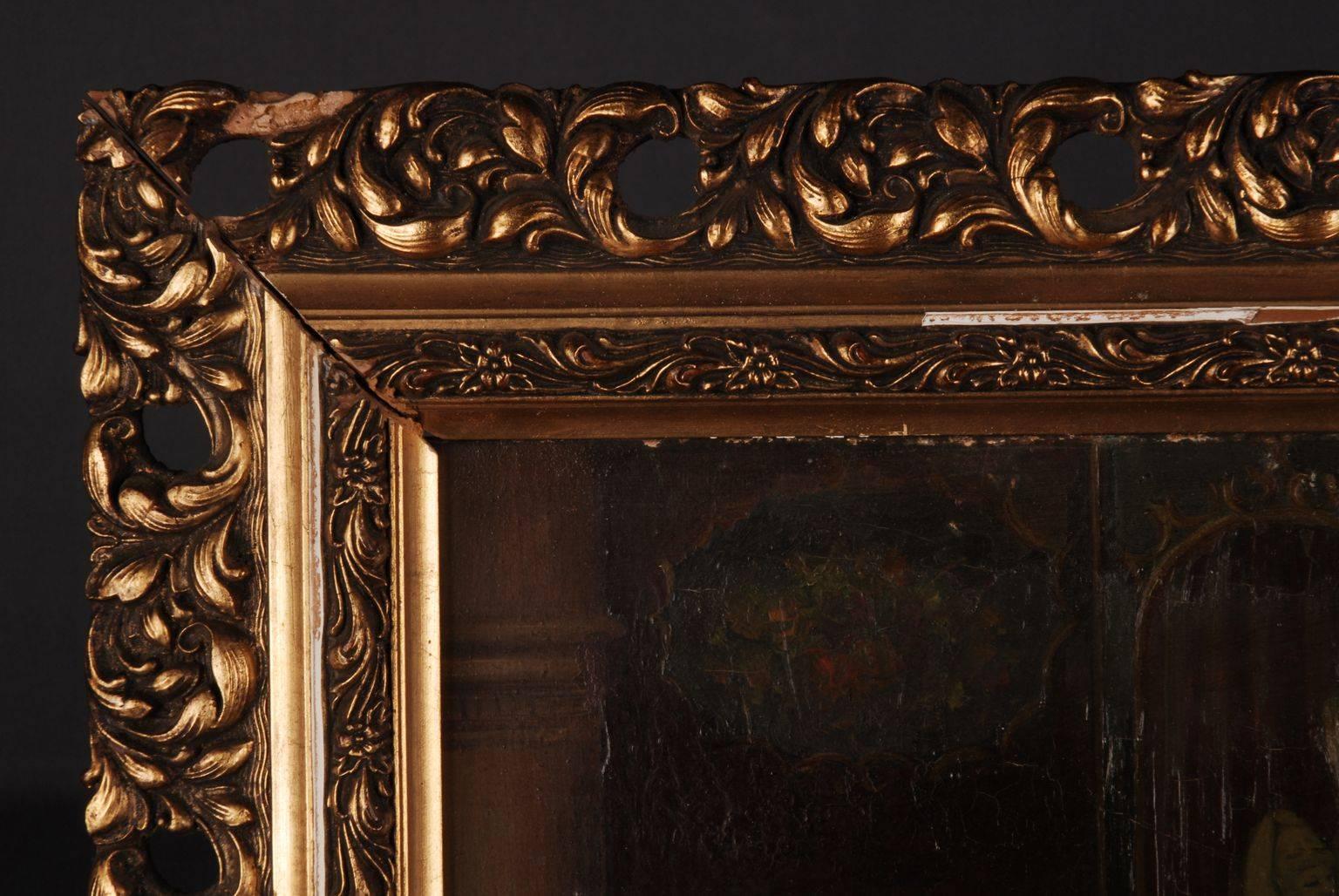 XIXe siècle Peinture à l'huile baroque du 19ème siècle - Scène rococo en vente