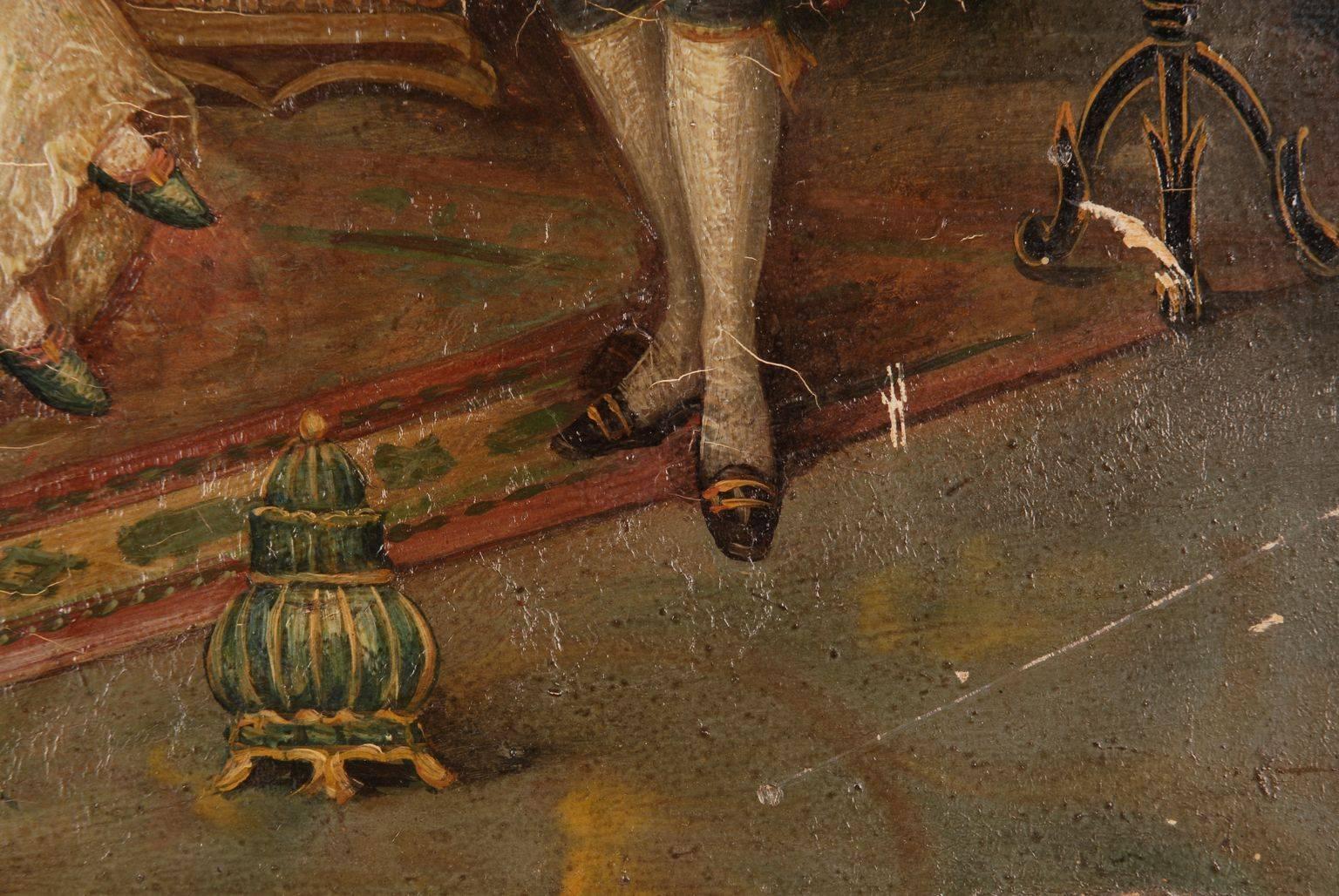 Barockes Ölgemälde des 19. Jahrhunderts, Rokoko-Szene (Leinwand) im Angebot