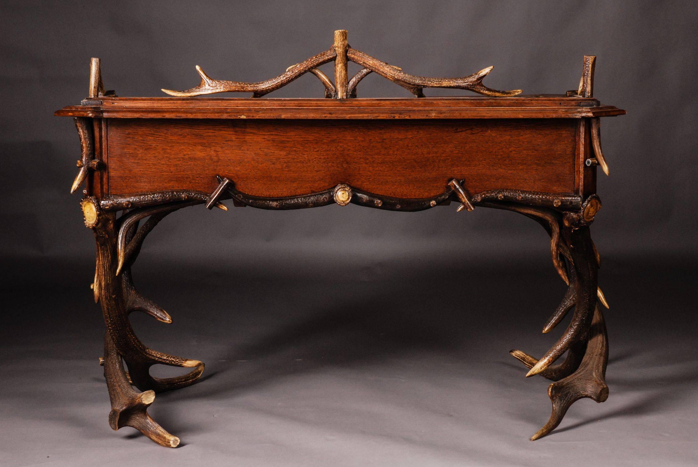 19th Century Historicism Style Antler Desk 5