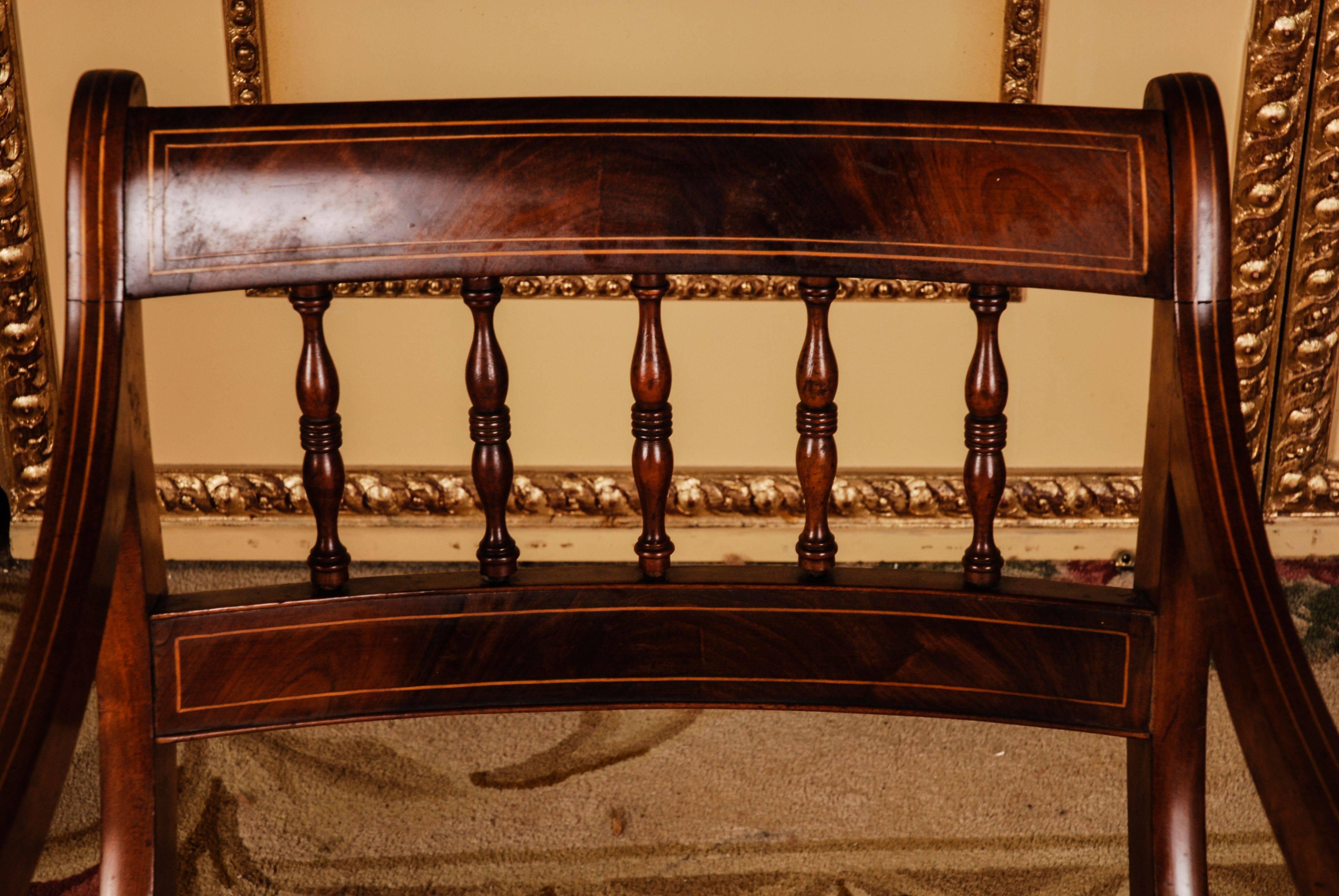 19th Century Pair of Biedermeier Style Mahogany Armchair Chair 2
