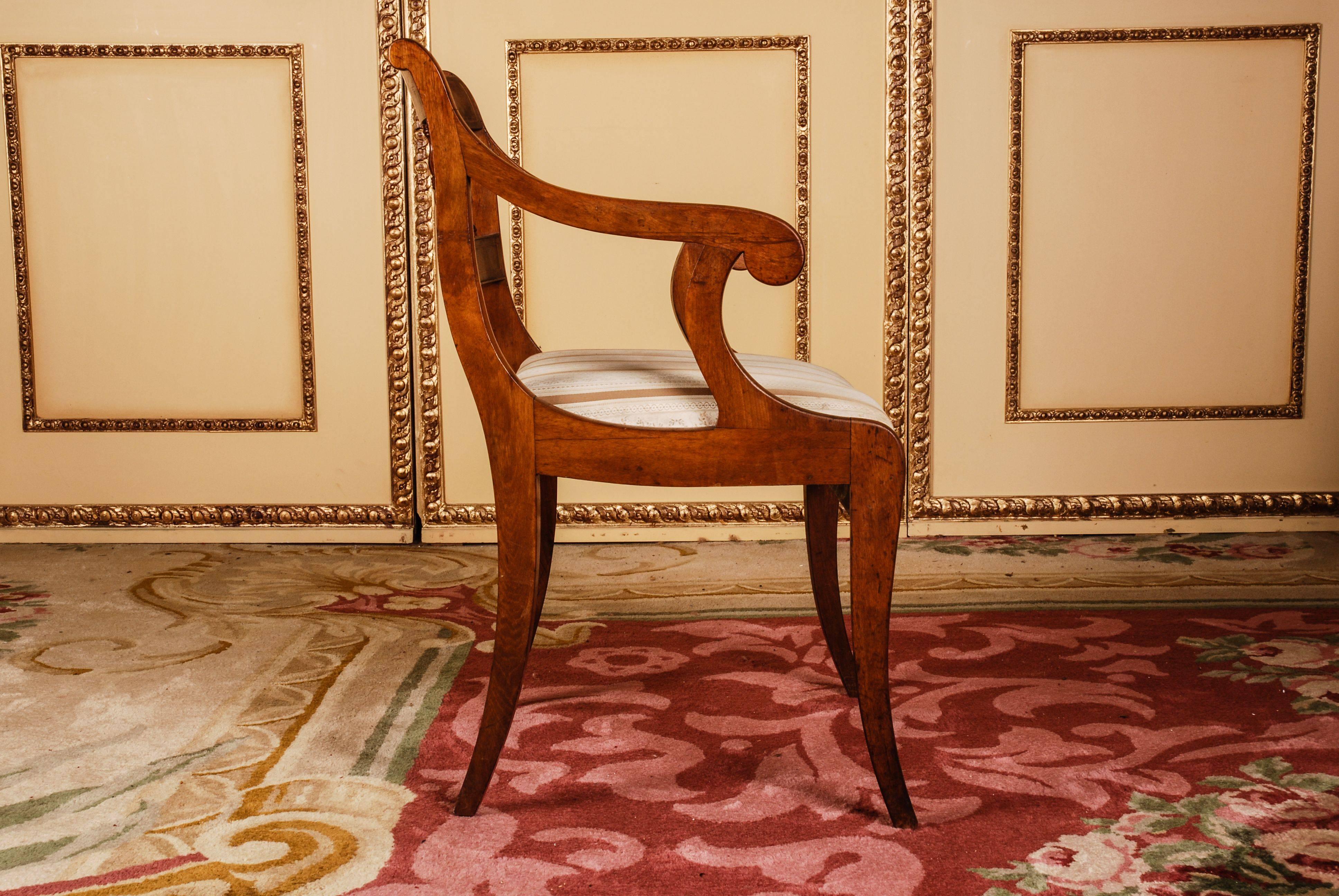 19th Century Pair of Biedermeier Style Mahogany Armchair Chair In Good Condition In Berlin, DE