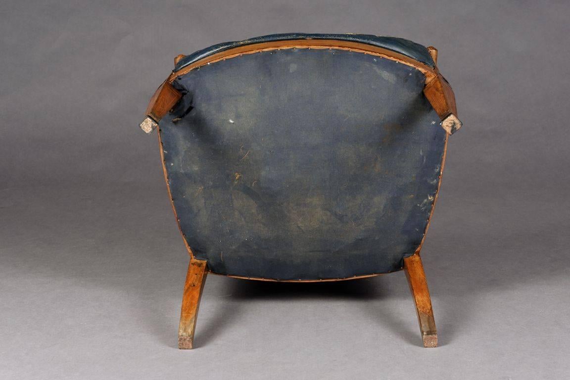 19th Century Empire Style Armchair Original Leather 1
