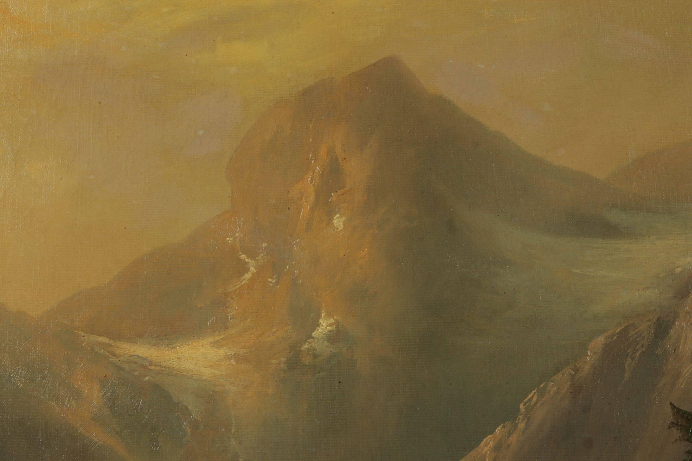 19th Century Historicism Style Oil on Canvas Alpine Landscape In Good Condition In Berlin, DE