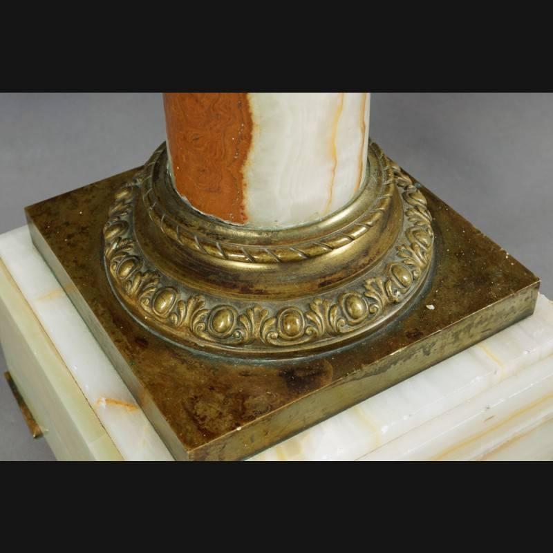 Bronze 19th Century Napoleon III Style Onyx Marble Column For Sale