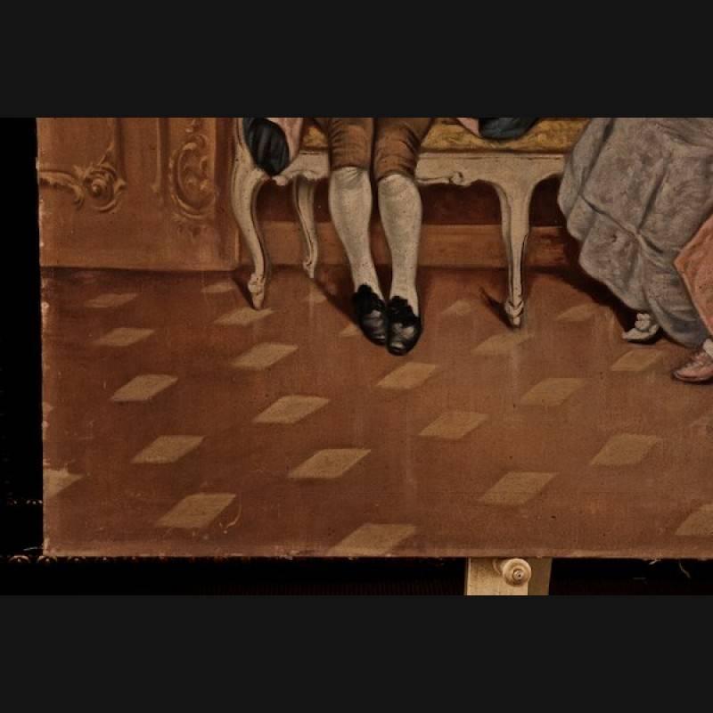 Allemand Huile sur toile de style rococo du 19ème siècle en vente