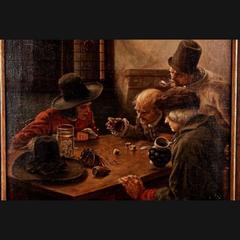 19th Century Oil Painting with Dice Player