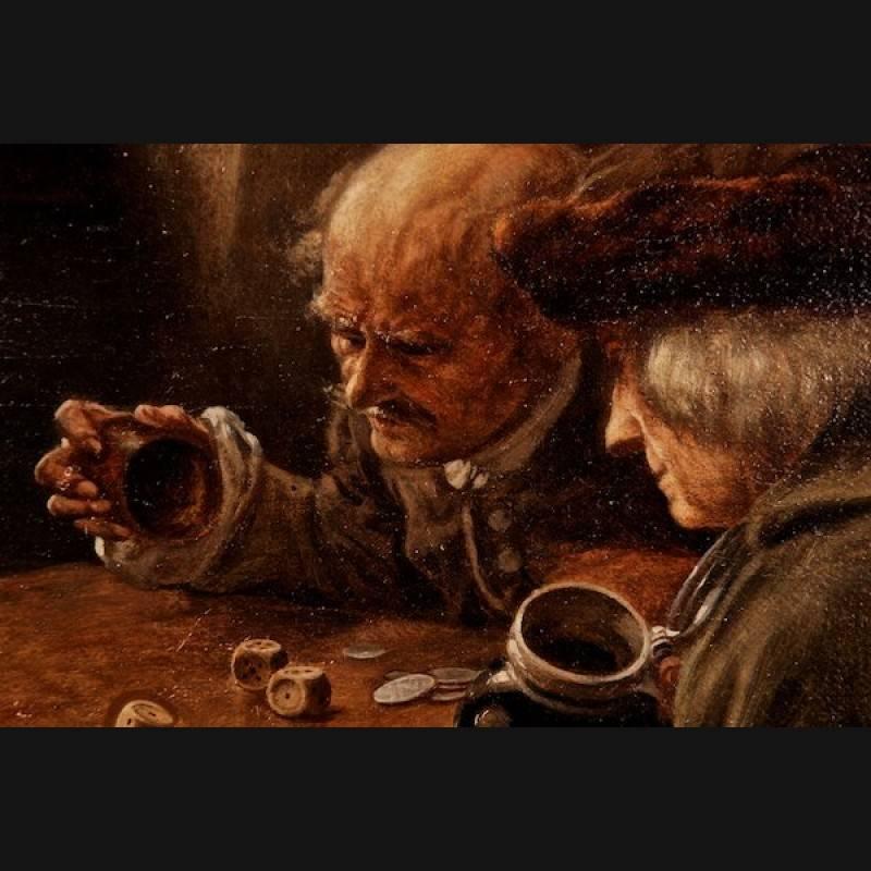 19th Century Oil Painting with Dice Player In Good Condition In Berlin, DE