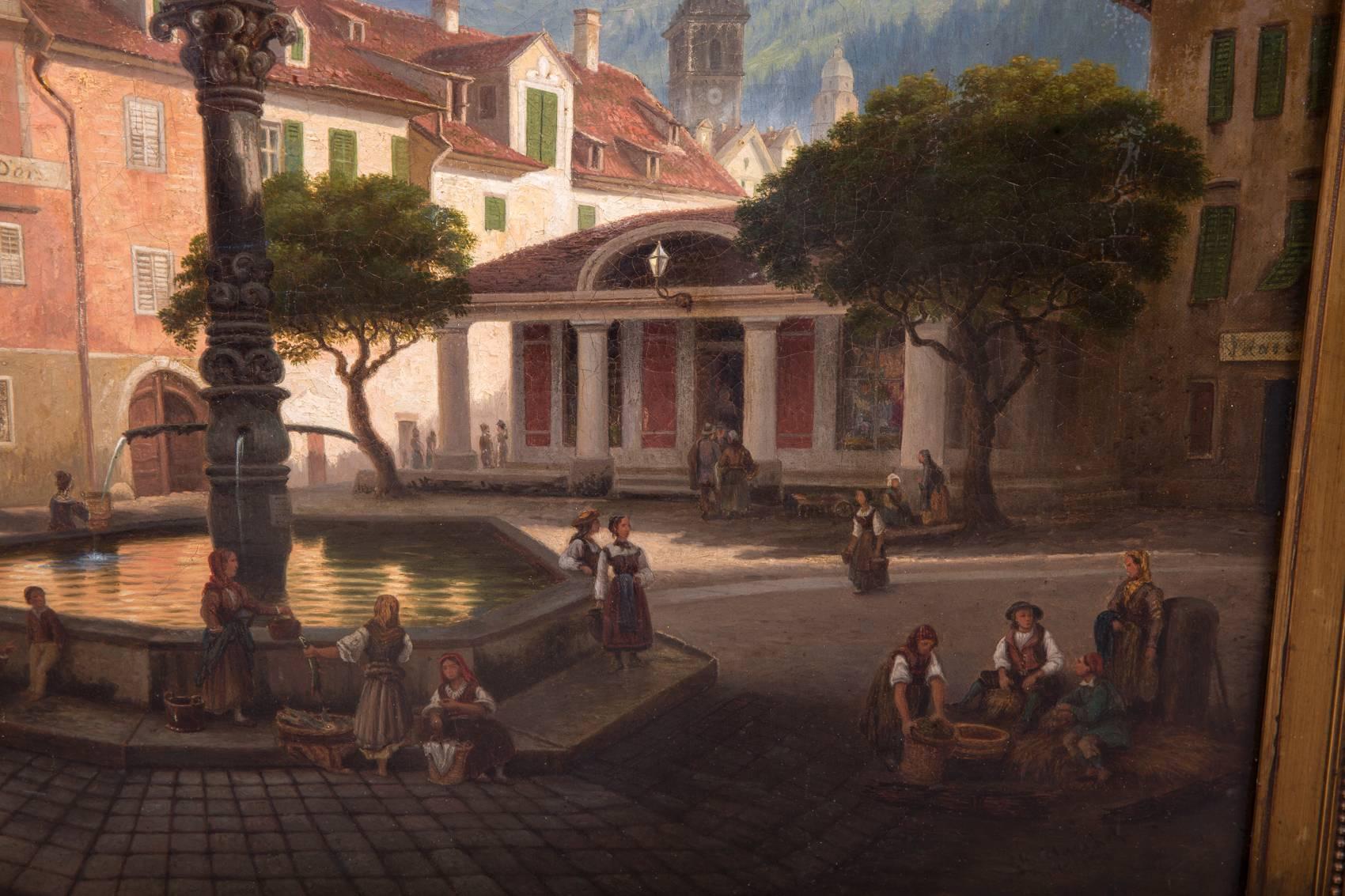 19th Century Historicism Oil on Canvas Wartburg-Painting H. Jaeckel 4