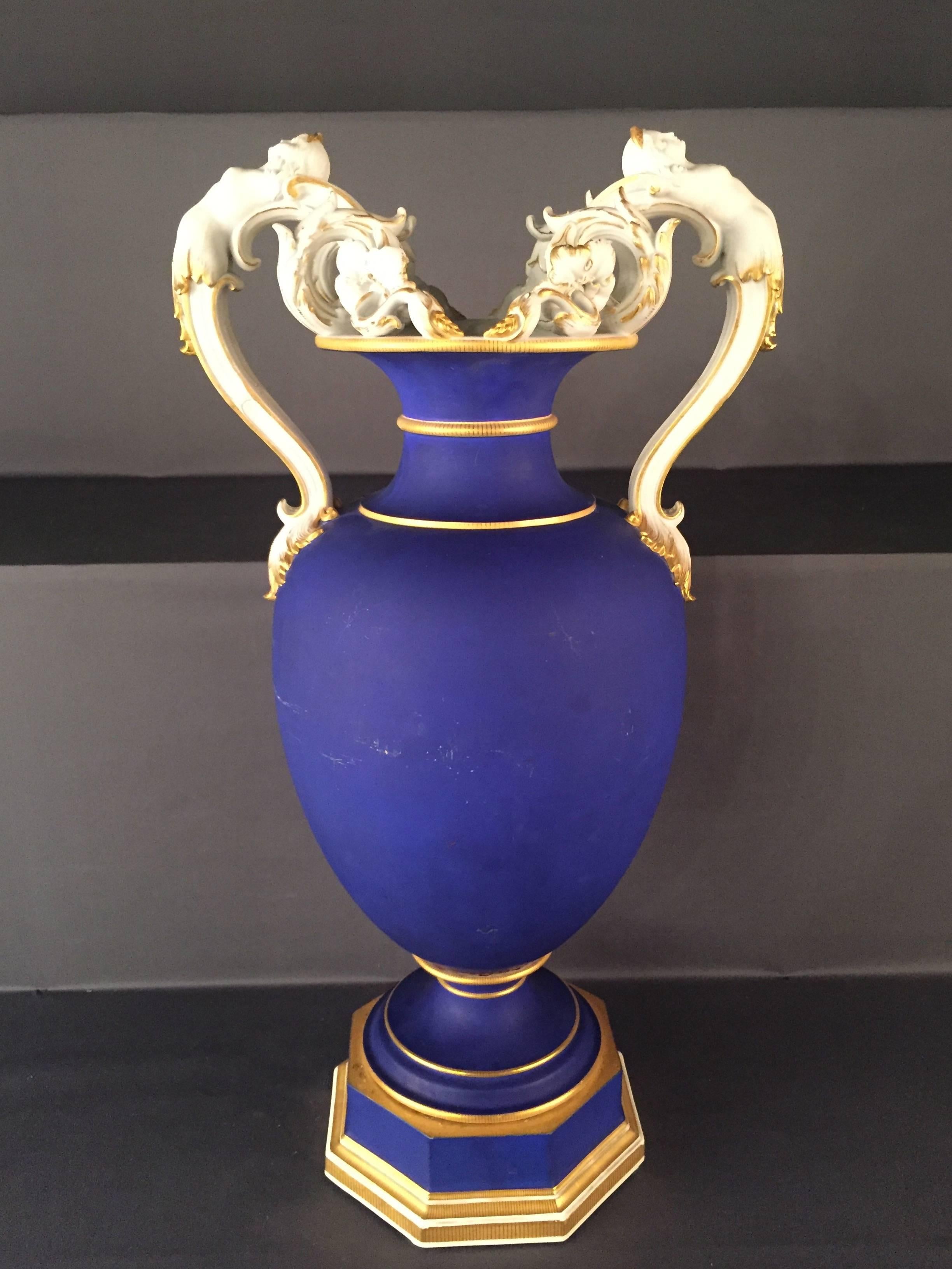 Porcelain 19th Century Huge KPM Berlin Vase Rare For Sale