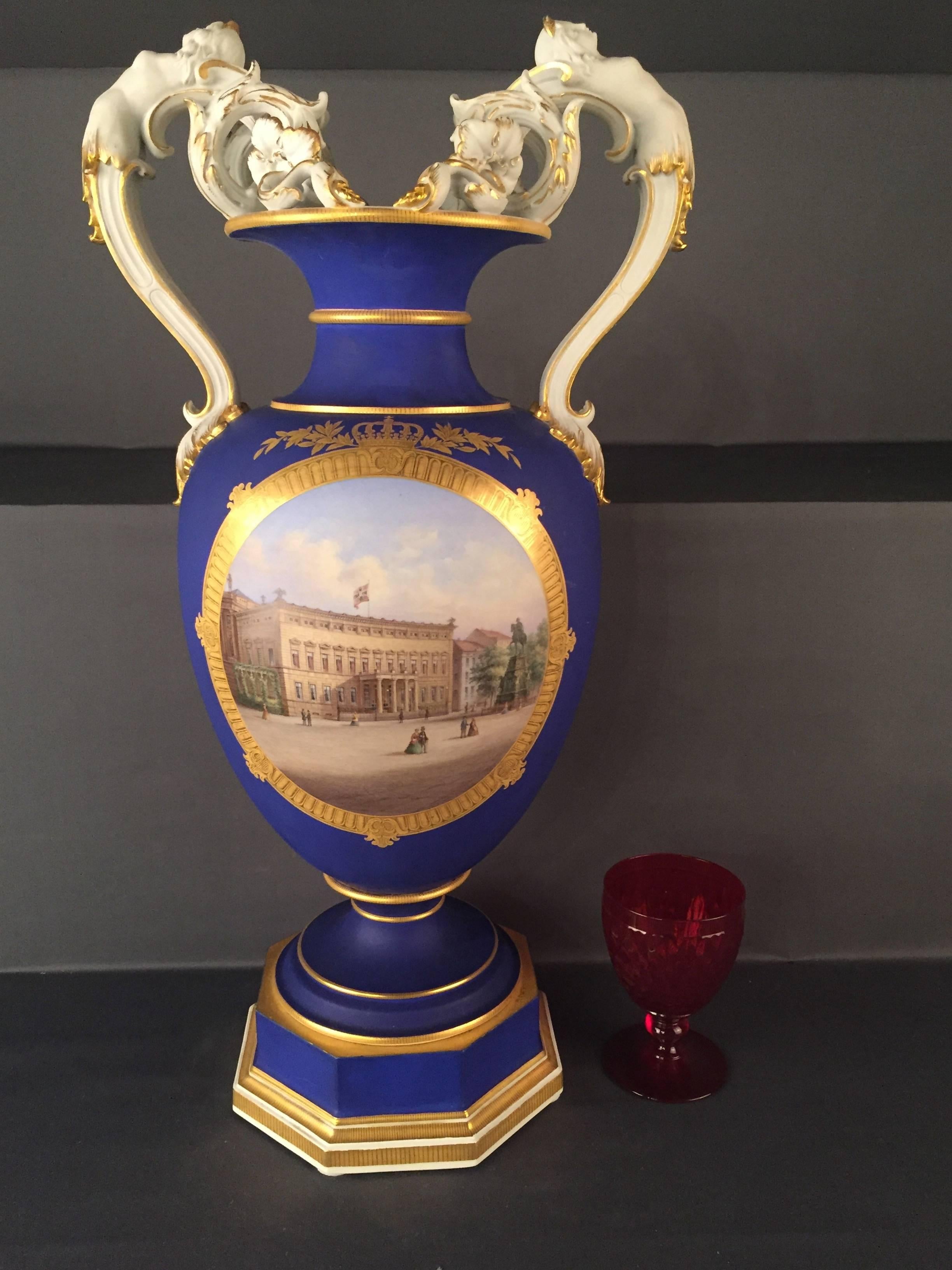 Gilt 19th Century Huge KPM Berlin Vase Rare For Sale