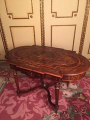 19th Century Marquetry Salon Table Louis XVI with Noble Veneer
