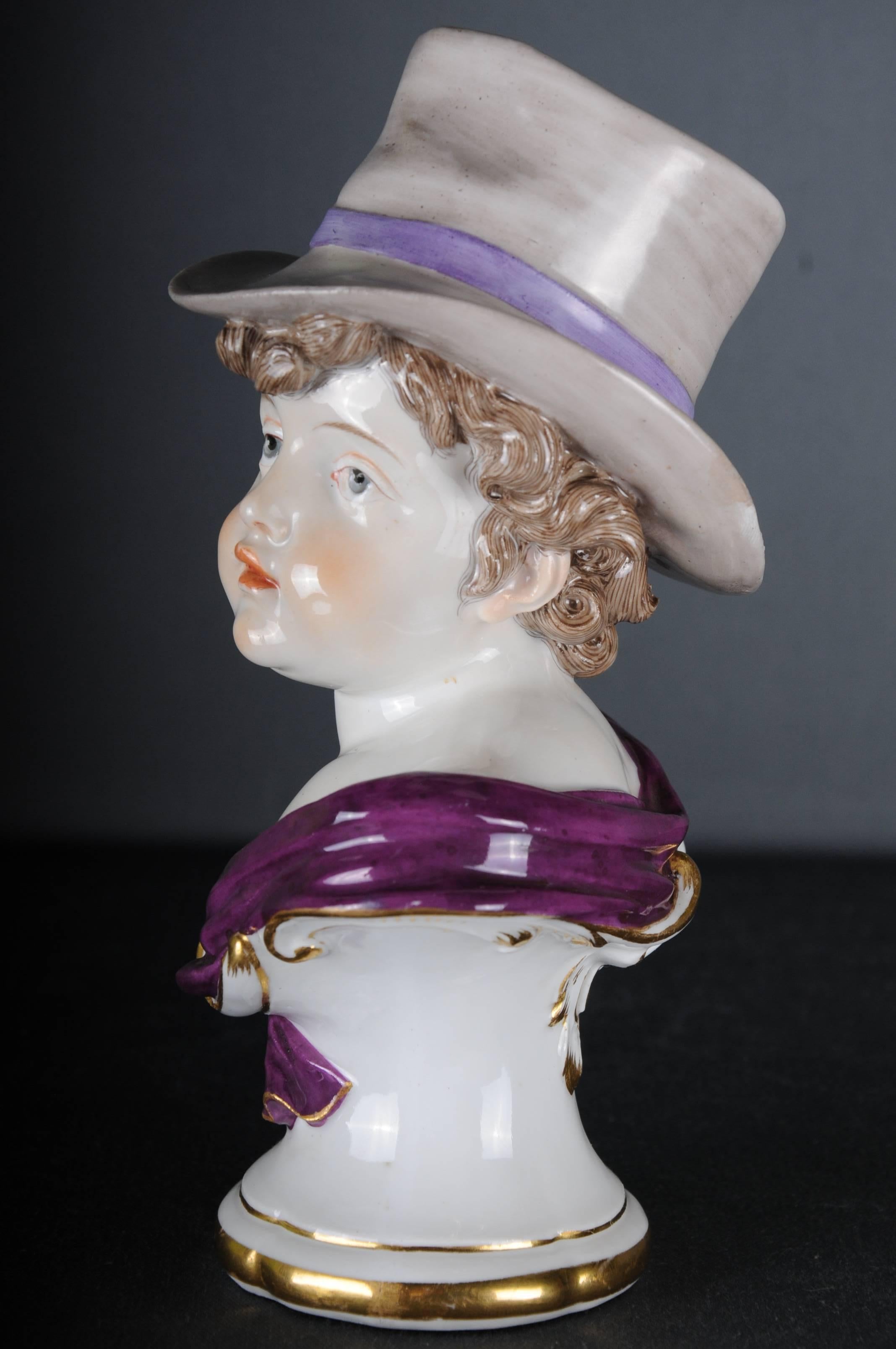 German 19th Century Meissen Figurine Bust Designed by Kaendler