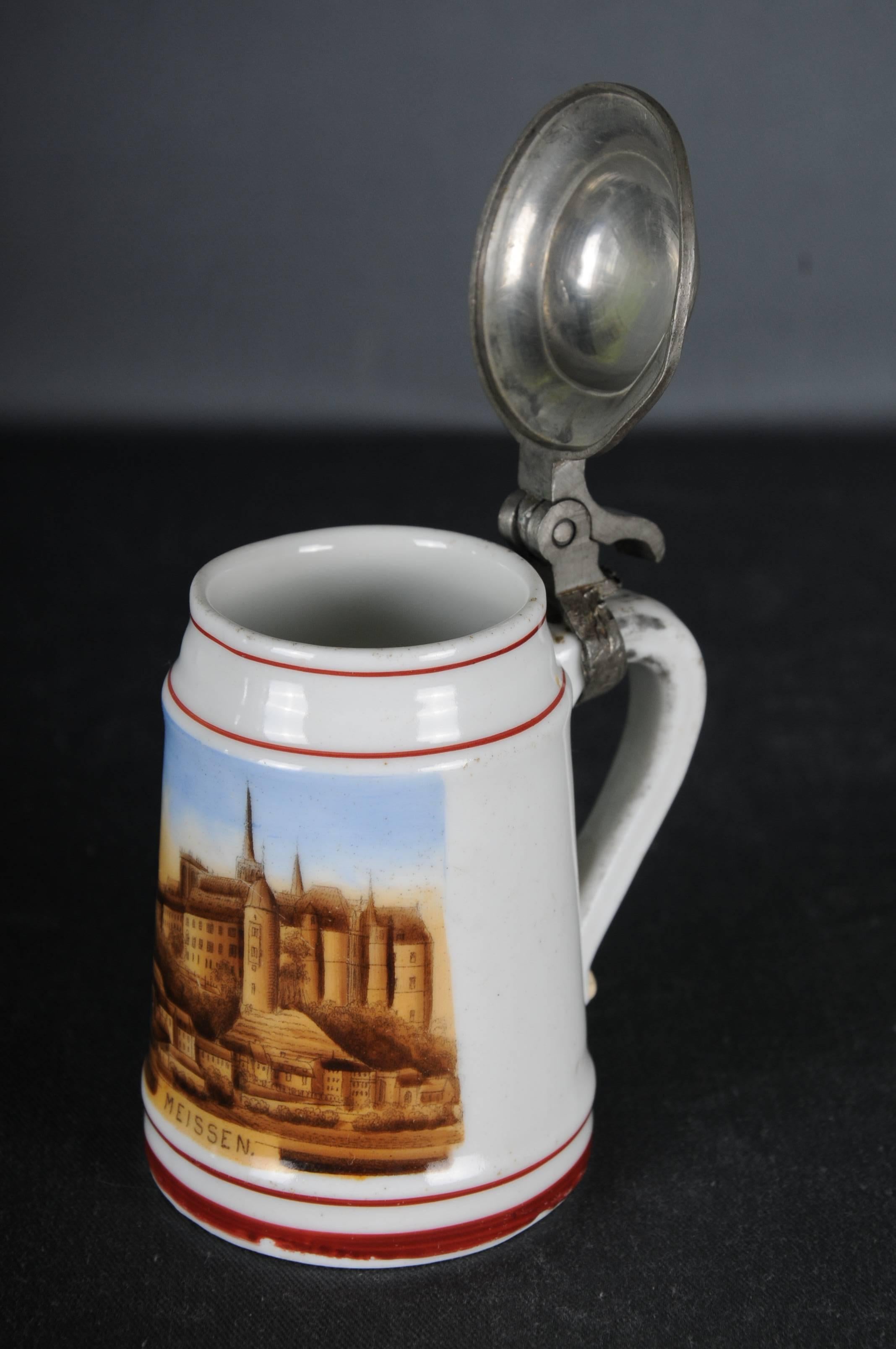 19th Century Old Beer Pitcher with View Meissen For Sale 1