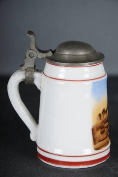 19th Century Old Beer Pitcher with View Meissen