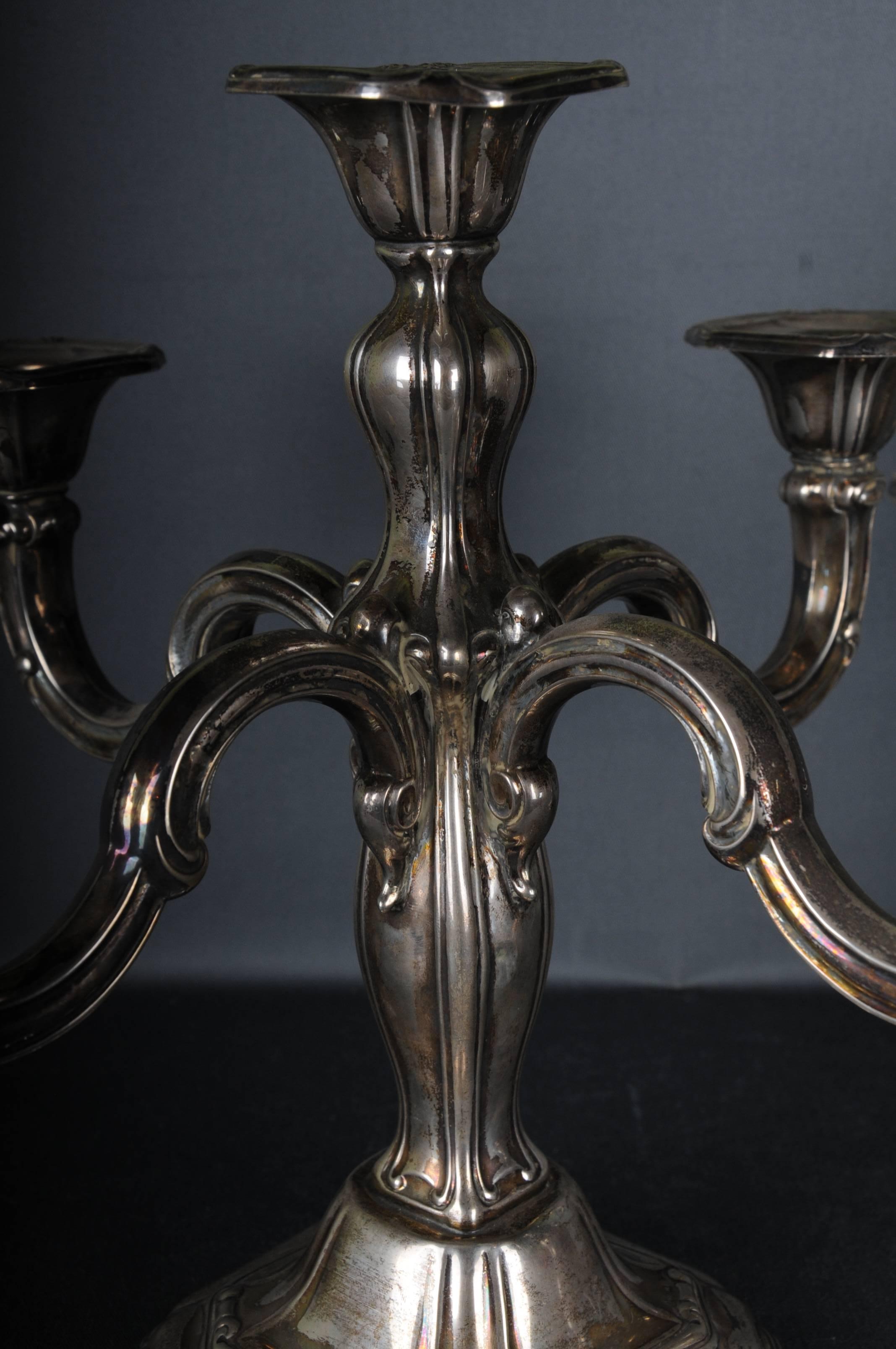 19th Century 2 High-Quality Silver Candlesticks 5-armed 830 Germany  For Sale