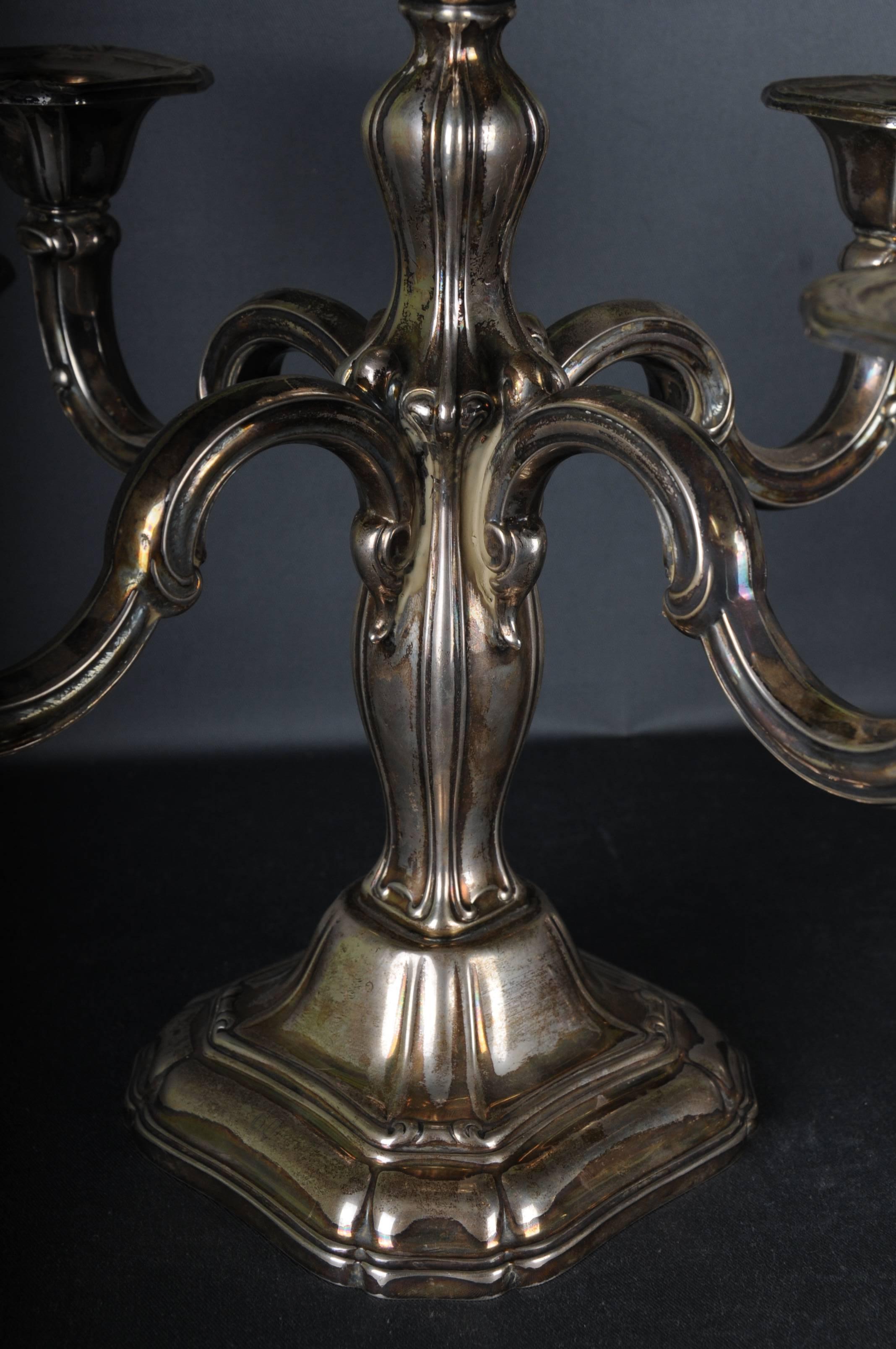 2 High-Quality Silver Candlesticks 5-armed 830 Germany  For Sale 1