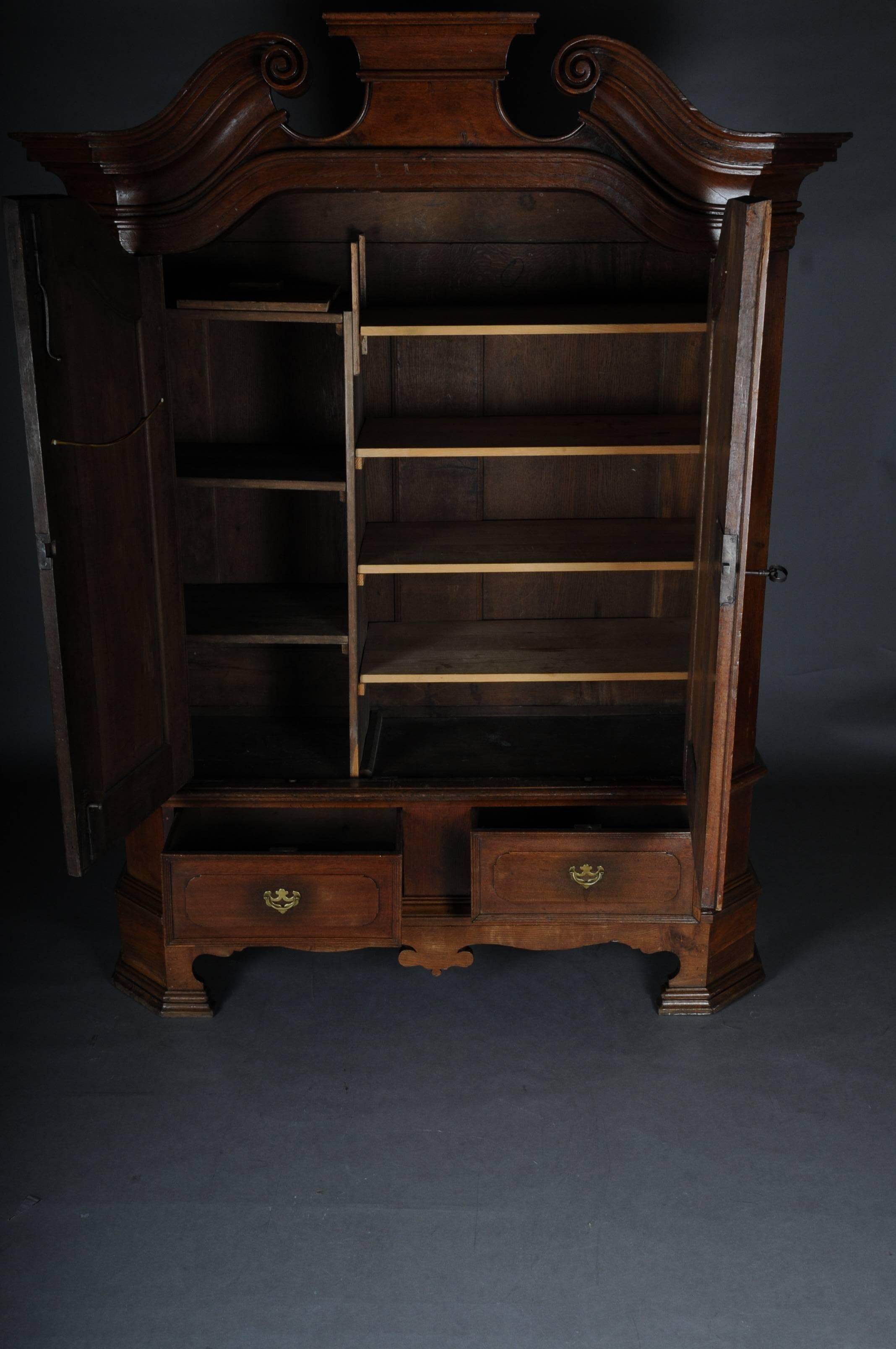 Solid oak. Two-door as well as two drawers below.
Original lock and key available, Germany, 1760.

(O-227).