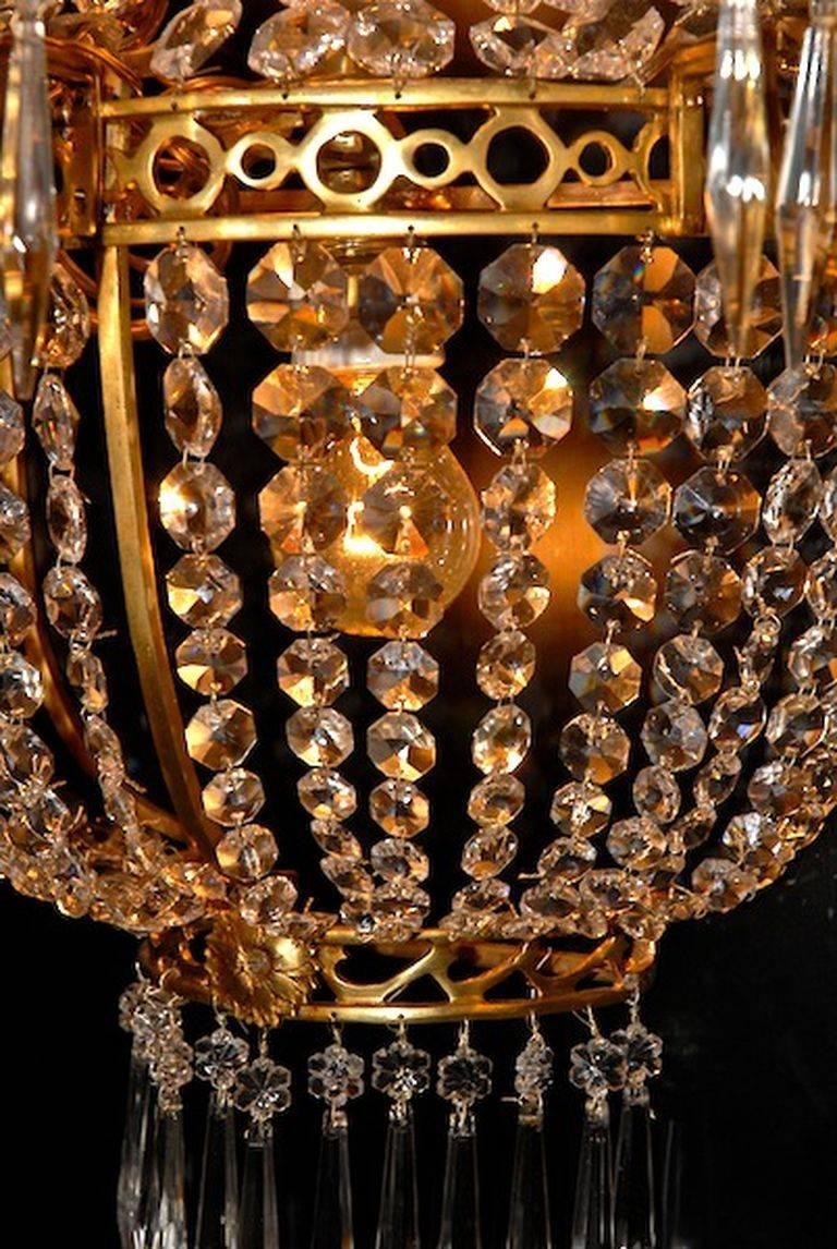 Engraved 20th Century Empire Style Basket Wall Light